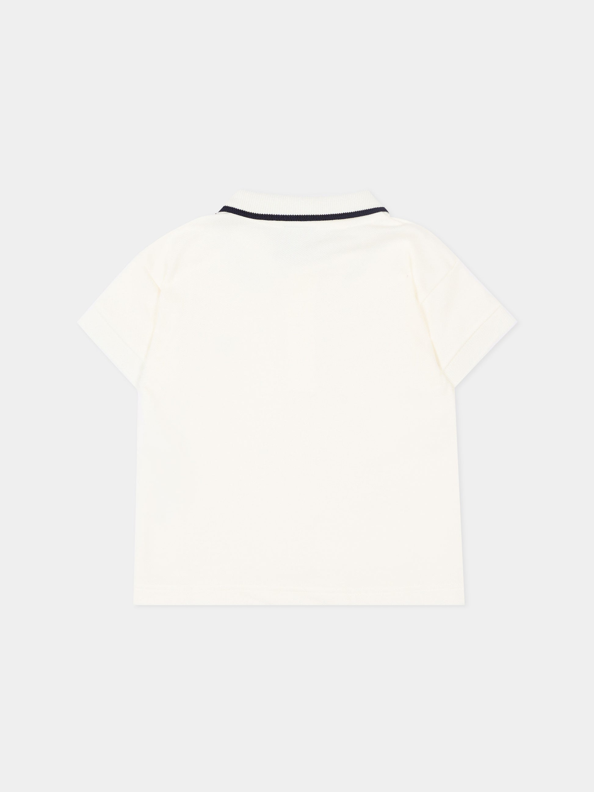 Polo bianca per neonato con logo,Petit Bateau,A0FB5 MARSHMALLOW 01