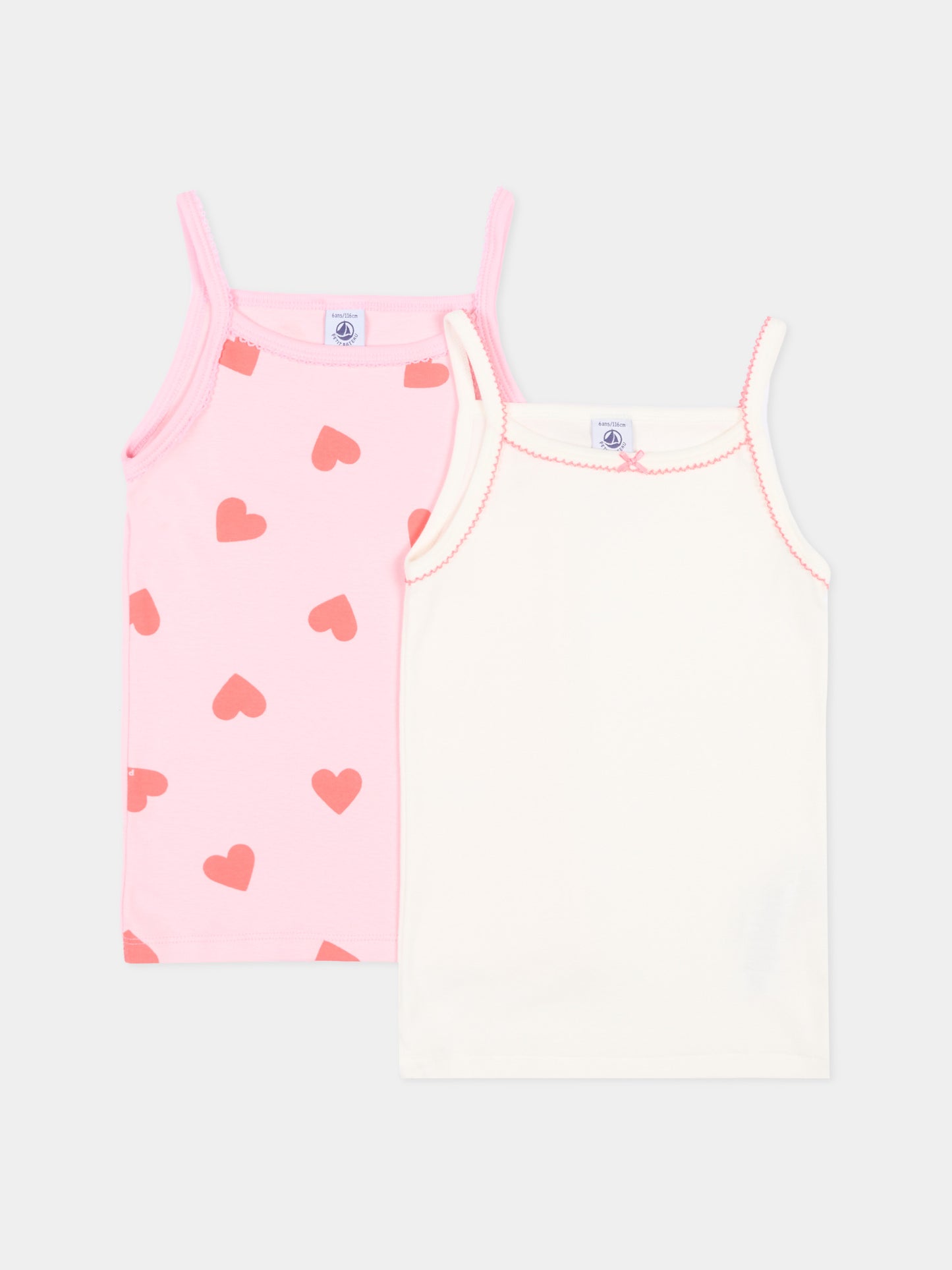 Set canottiere multicolor per bambina a cuori,Petit Bateau,A0FGO VARIANTE 1 00