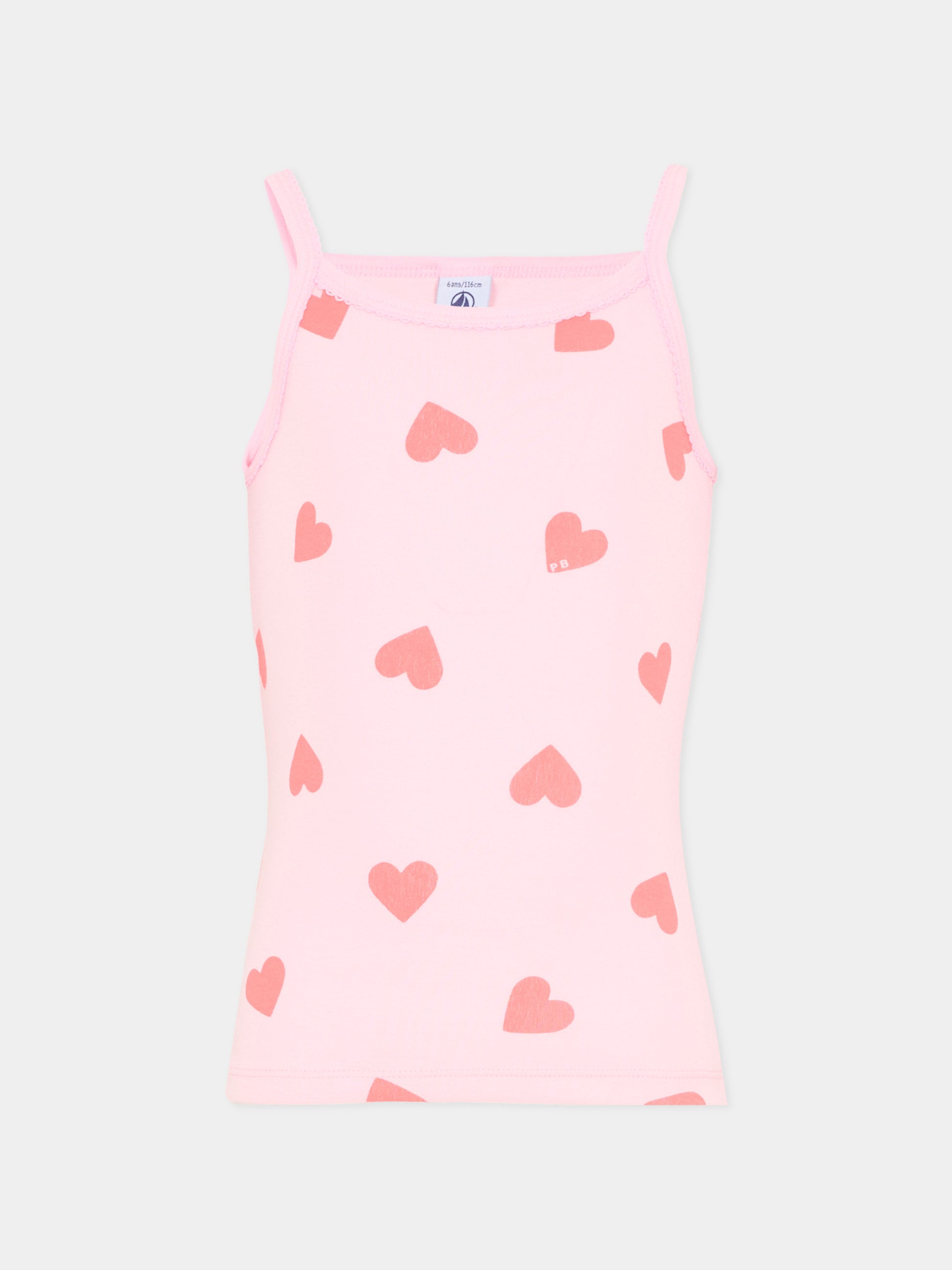 Set canottiere multicolor per bambina a cuori,Petit Bateau,A0FGO VARIANTE 1 00