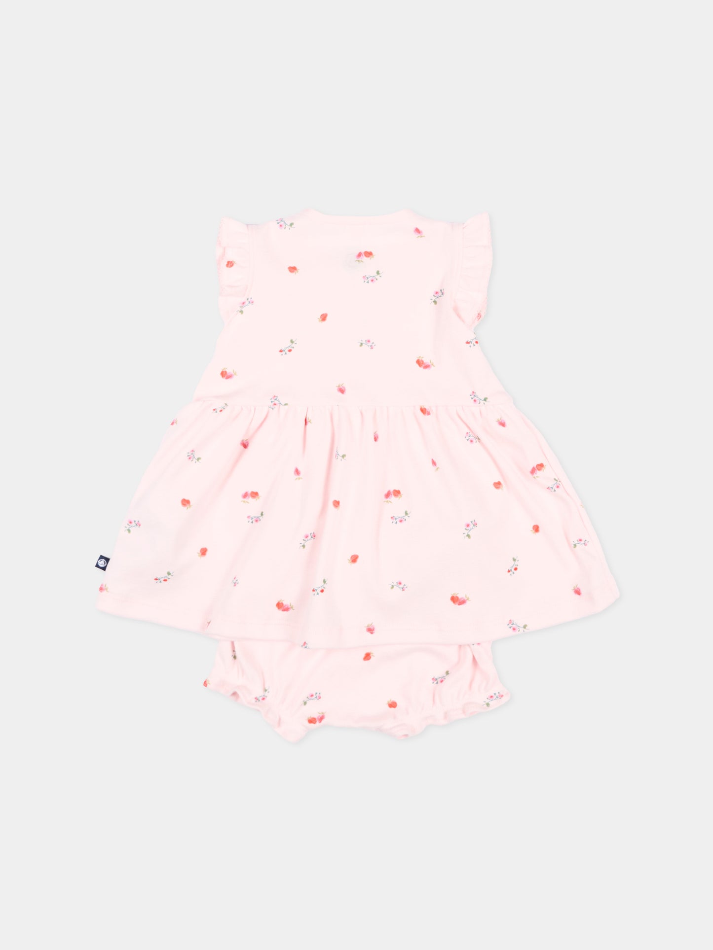 Vestito rosa per neonata con fiori,Petit Bateau,A0FQR BARELY/MULTICO 01