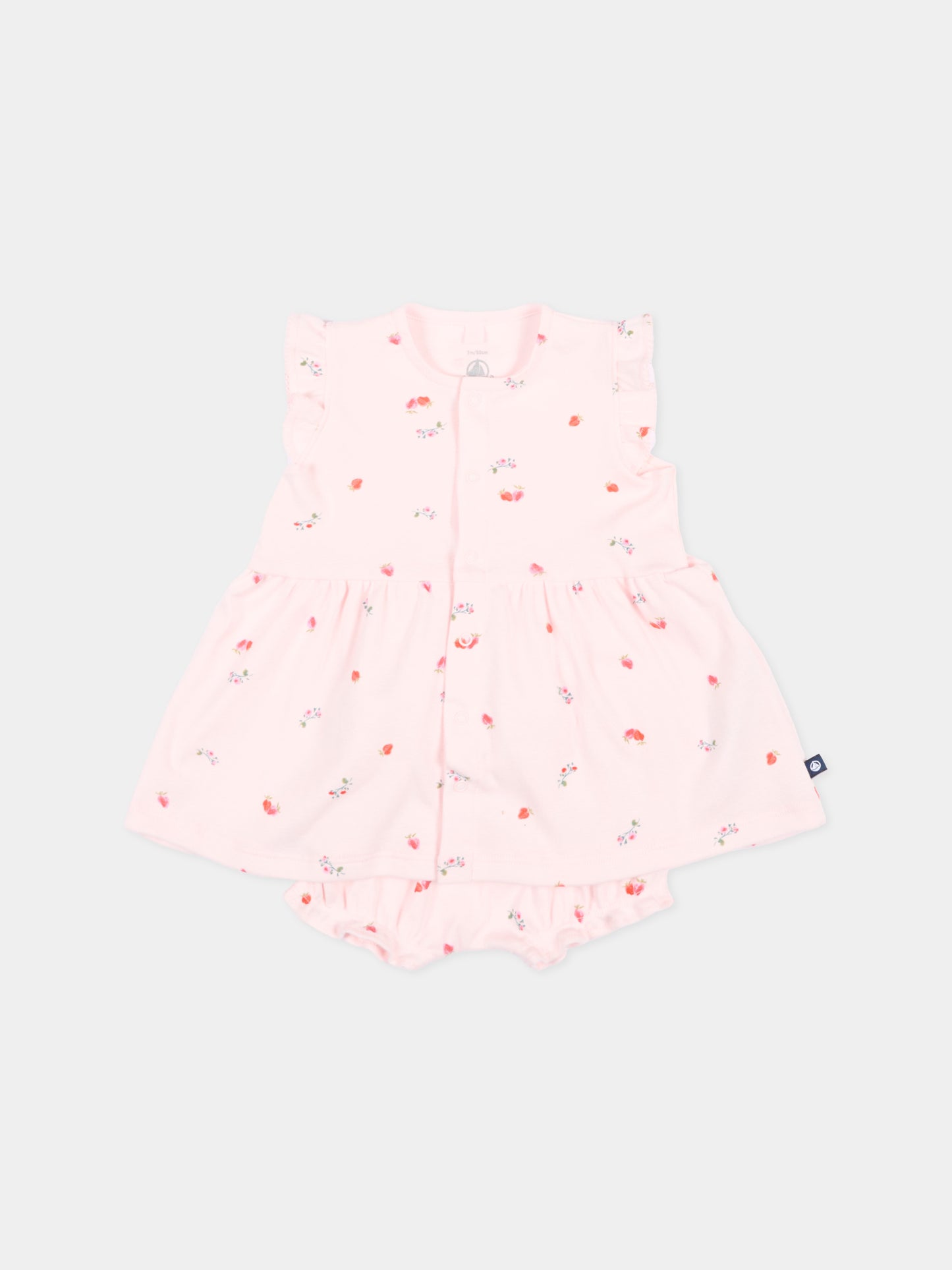 Vestito rosa per neonata con fiori,Petit Bateau,A0FQR BARELY/MULTICO 01