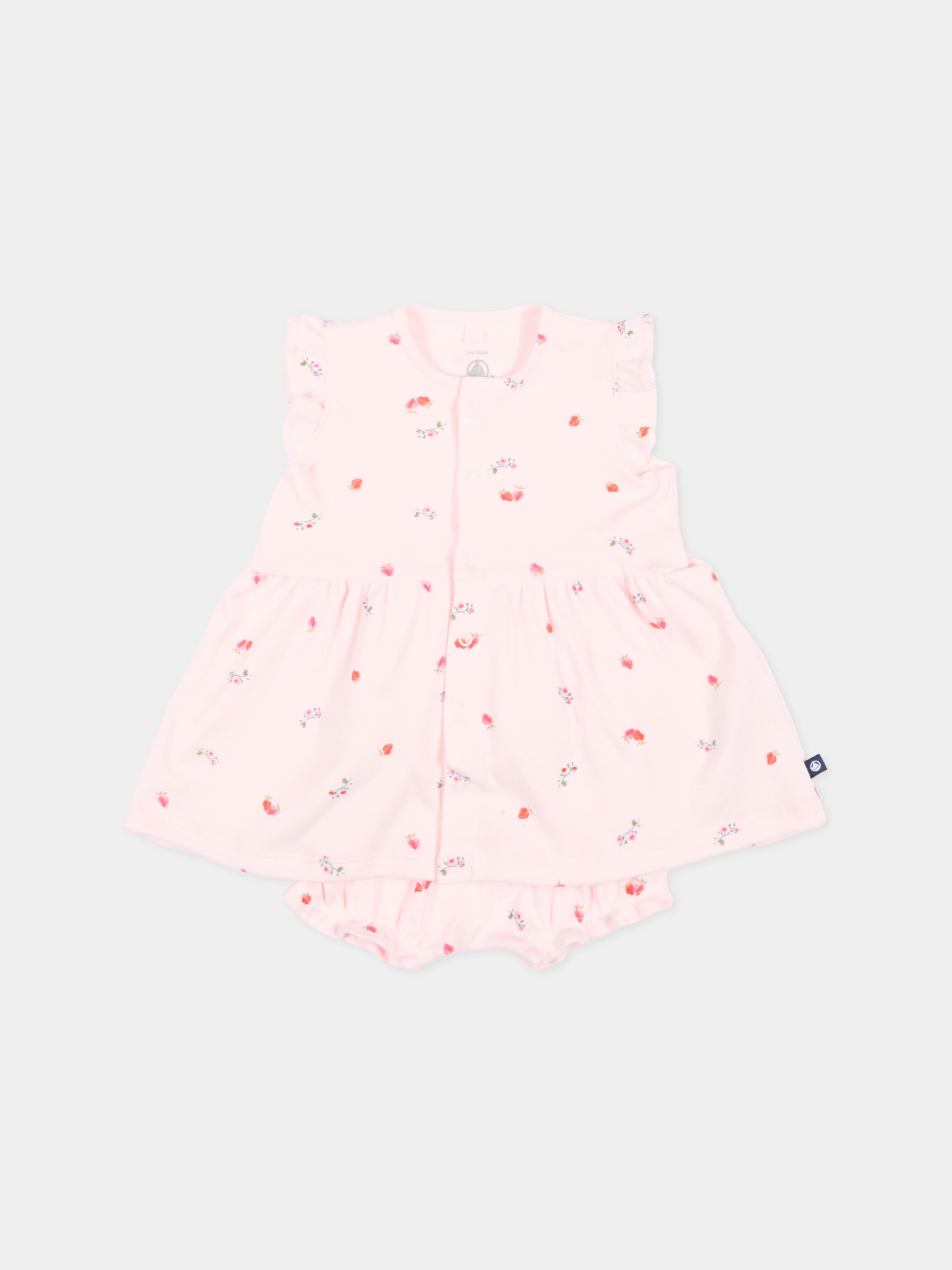 Vestito rosa per neonata con fiori,Petit Bateau,A0FQR BARELY/MULTICO 01