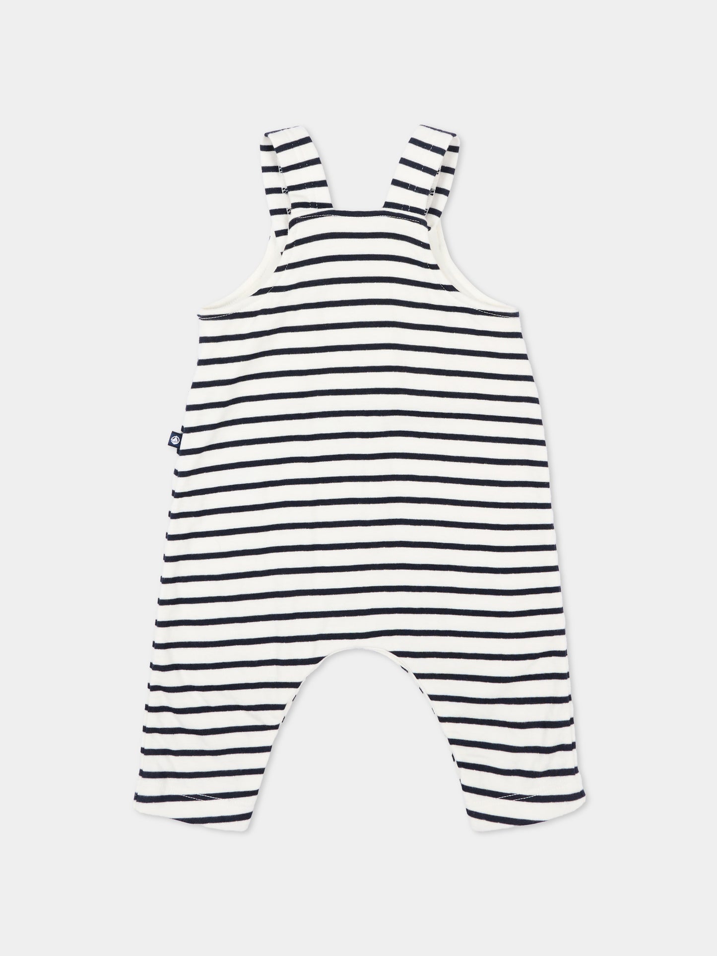 Salopette multicolor per neonata a righe e cuori,Petit Bateau,A0FMH MARSHMALLOW/SMOKING 01
