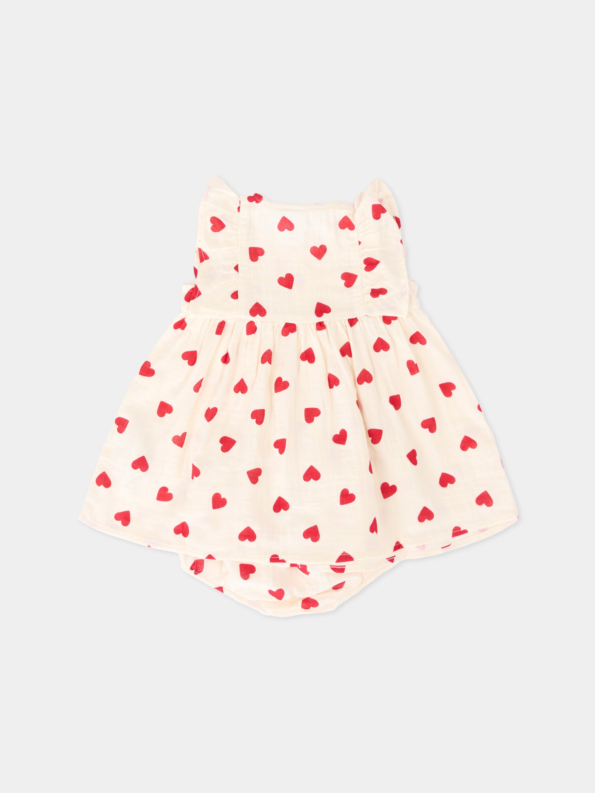 Vestito rosa per neonata con cuori,Petit Bateau,A0F18 MILK/TERKUIT 03