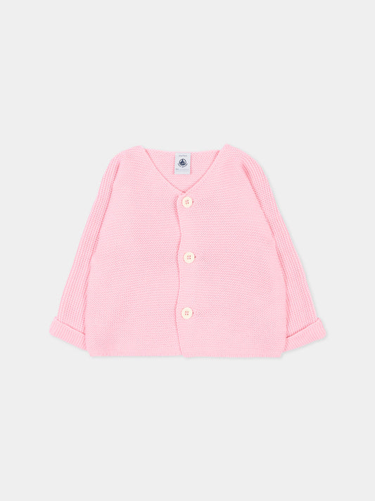 Cardigan rosa per neonata,Petit Bateau,A0FOL MARQUISE 01