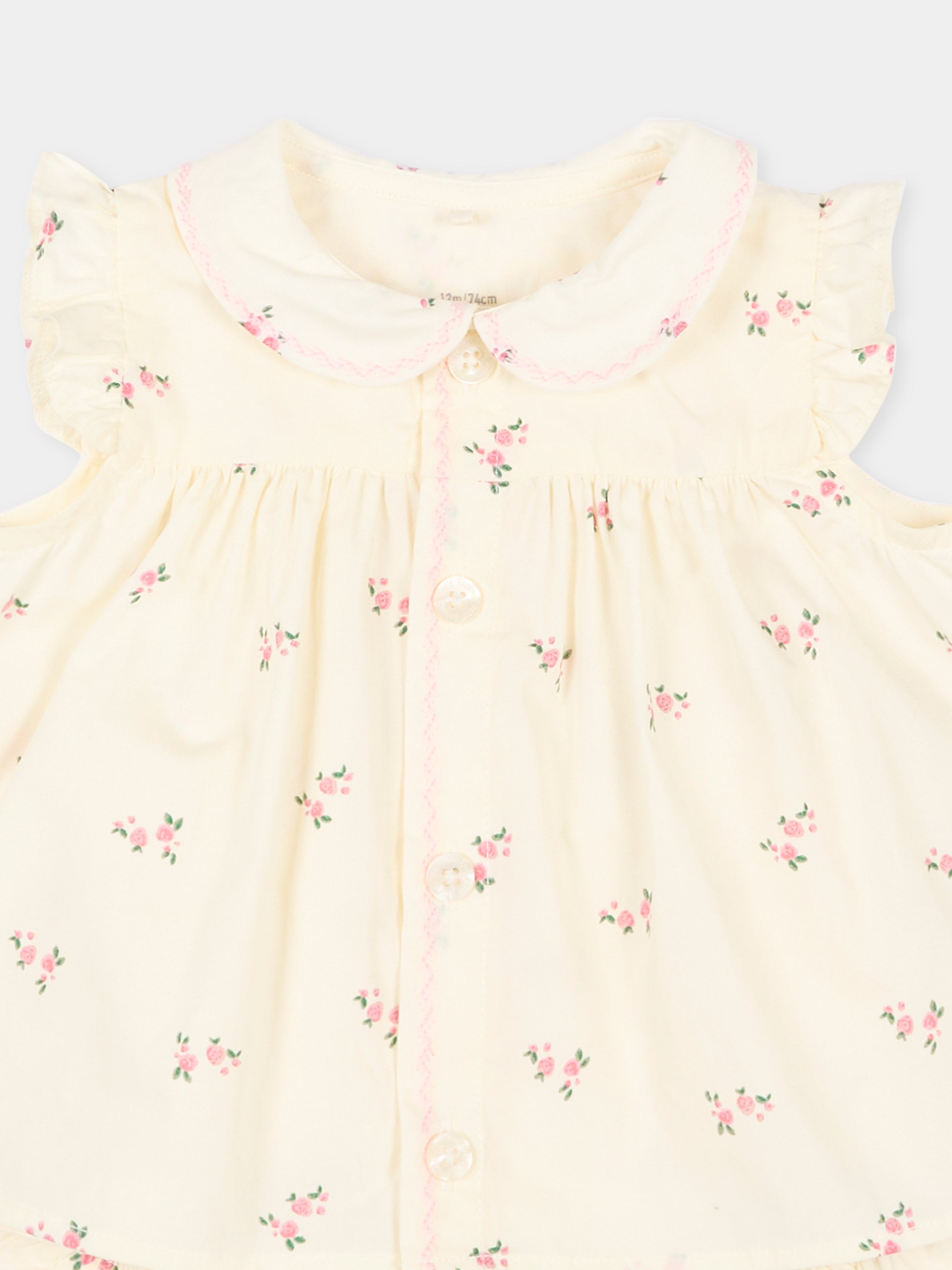 Completo sportivo avorio per neonata floreale,Petit Bateau,A0FBL MILK/MULTICO 01