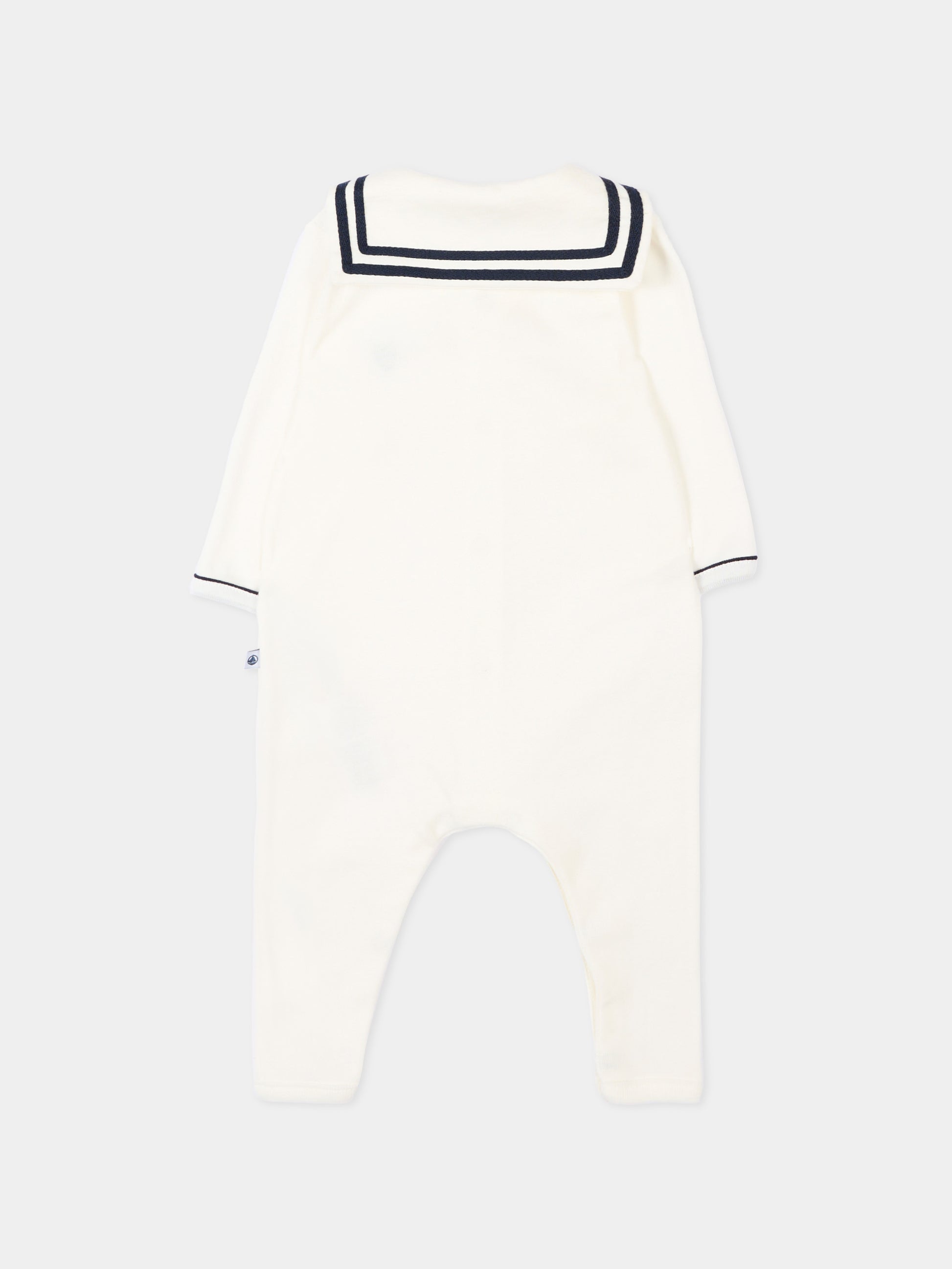 Tutina avorio per neonati con colletto marinaio,Petit Bateau,A0F79 MARSHMALLOW 01