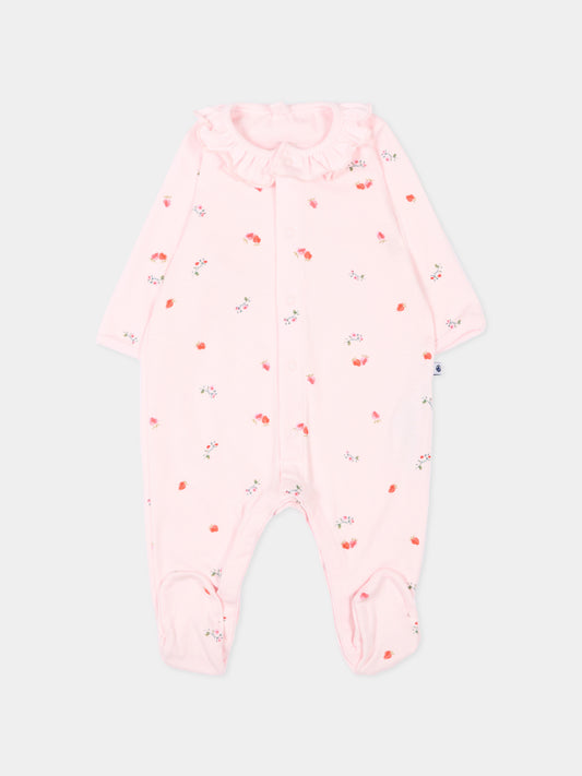 Tutina rosa per neonata a fiori,Petit Bateau,A0F2T BARELY/MULTICO 01
