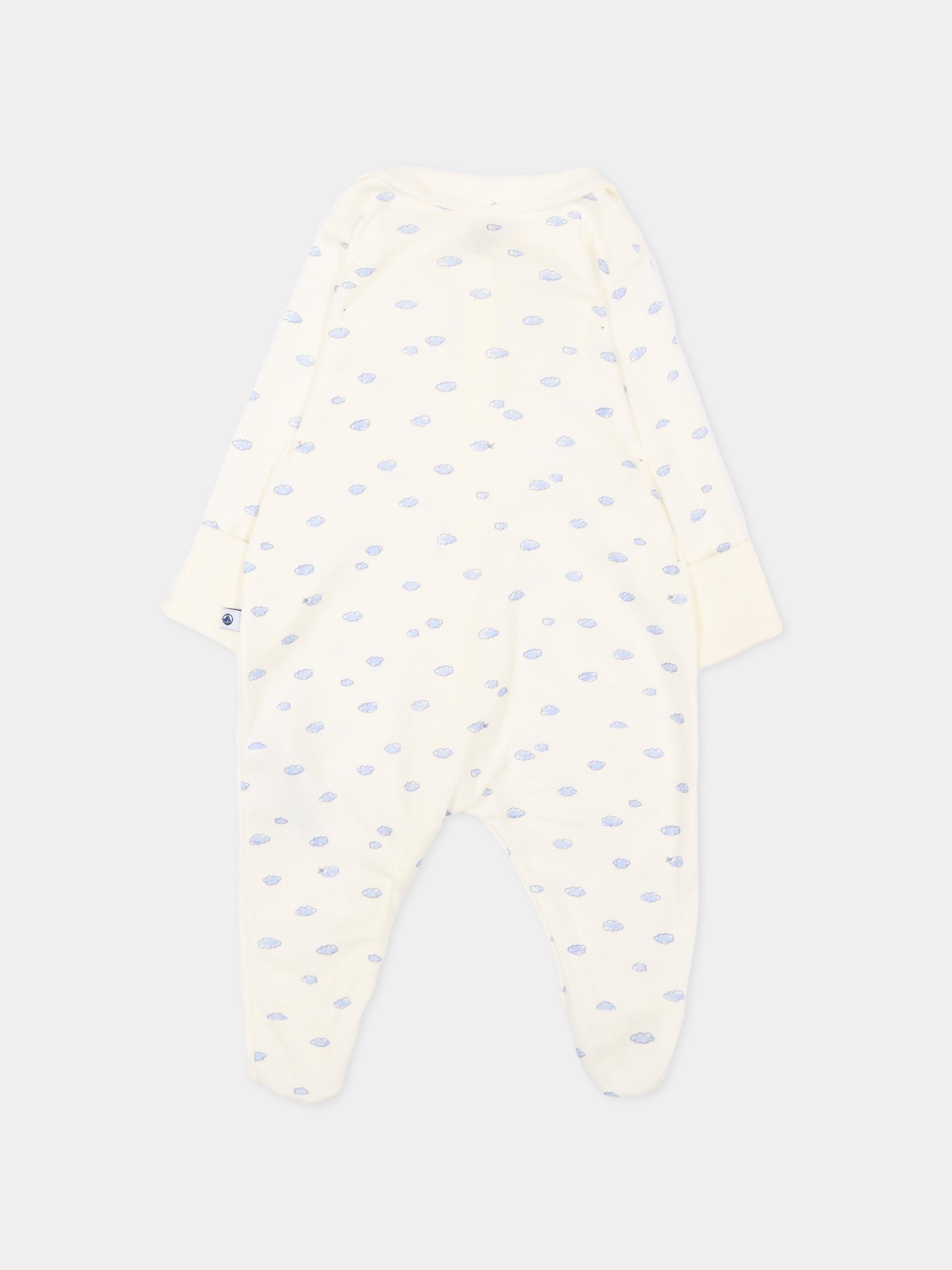 Tutina avorio per neonato con nuvole,Petit Bateau,A0F2P MARSHMALLOW/MULTICO 01