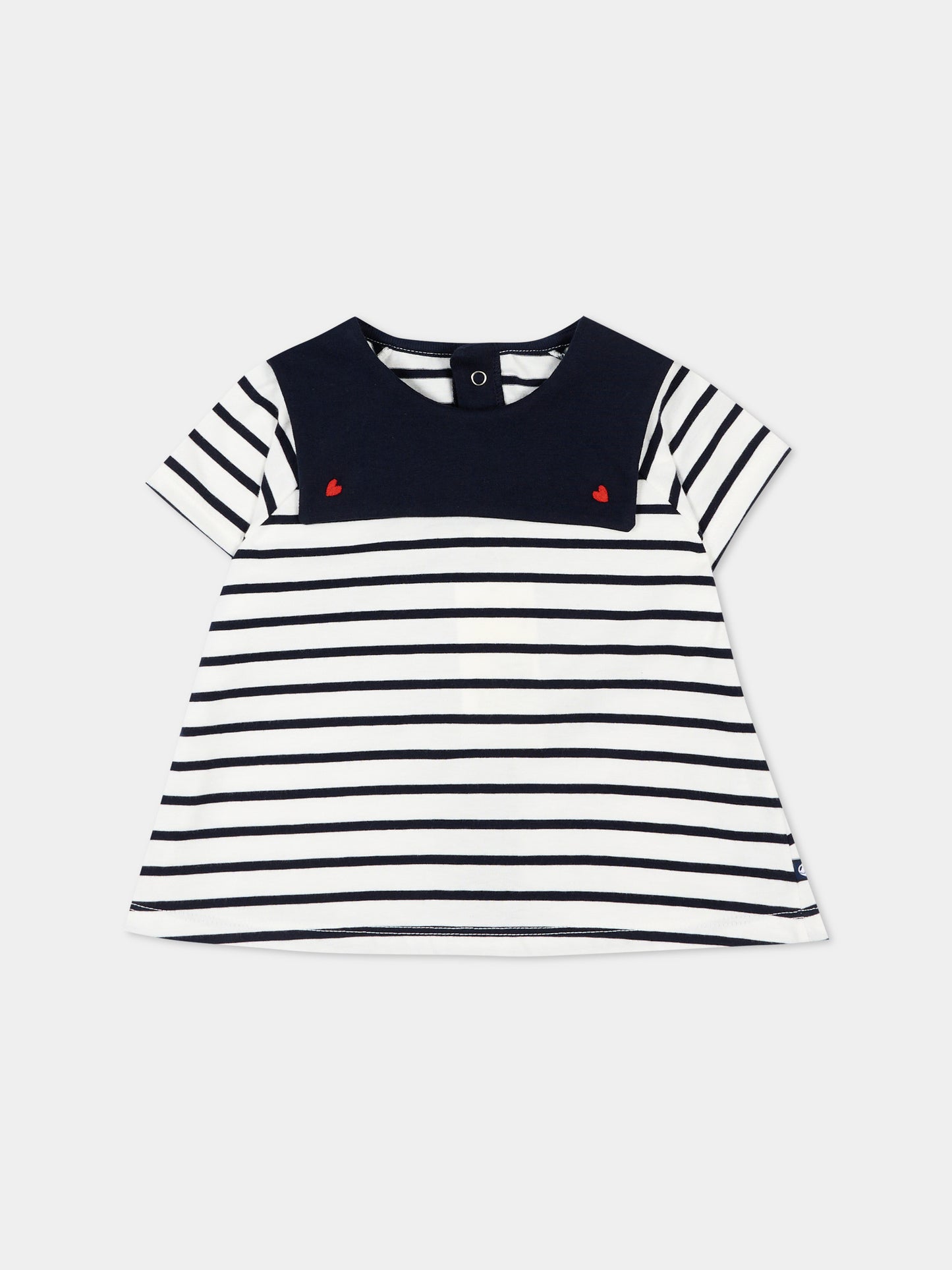 T-Shirt blu a righe per neonata,Petit Bateau,A0F94 MARSHMALLOW/SMOKING 01
