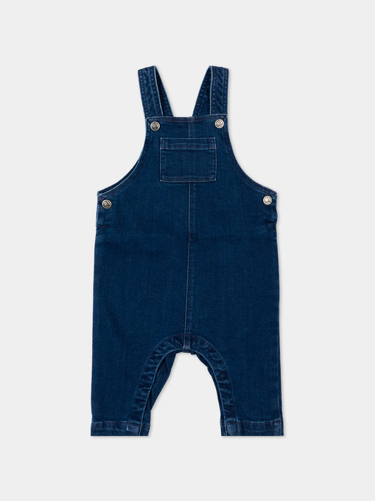 Salopette denim per neonati,Petit Bateau,A0EDM DENIM MOYEN 01