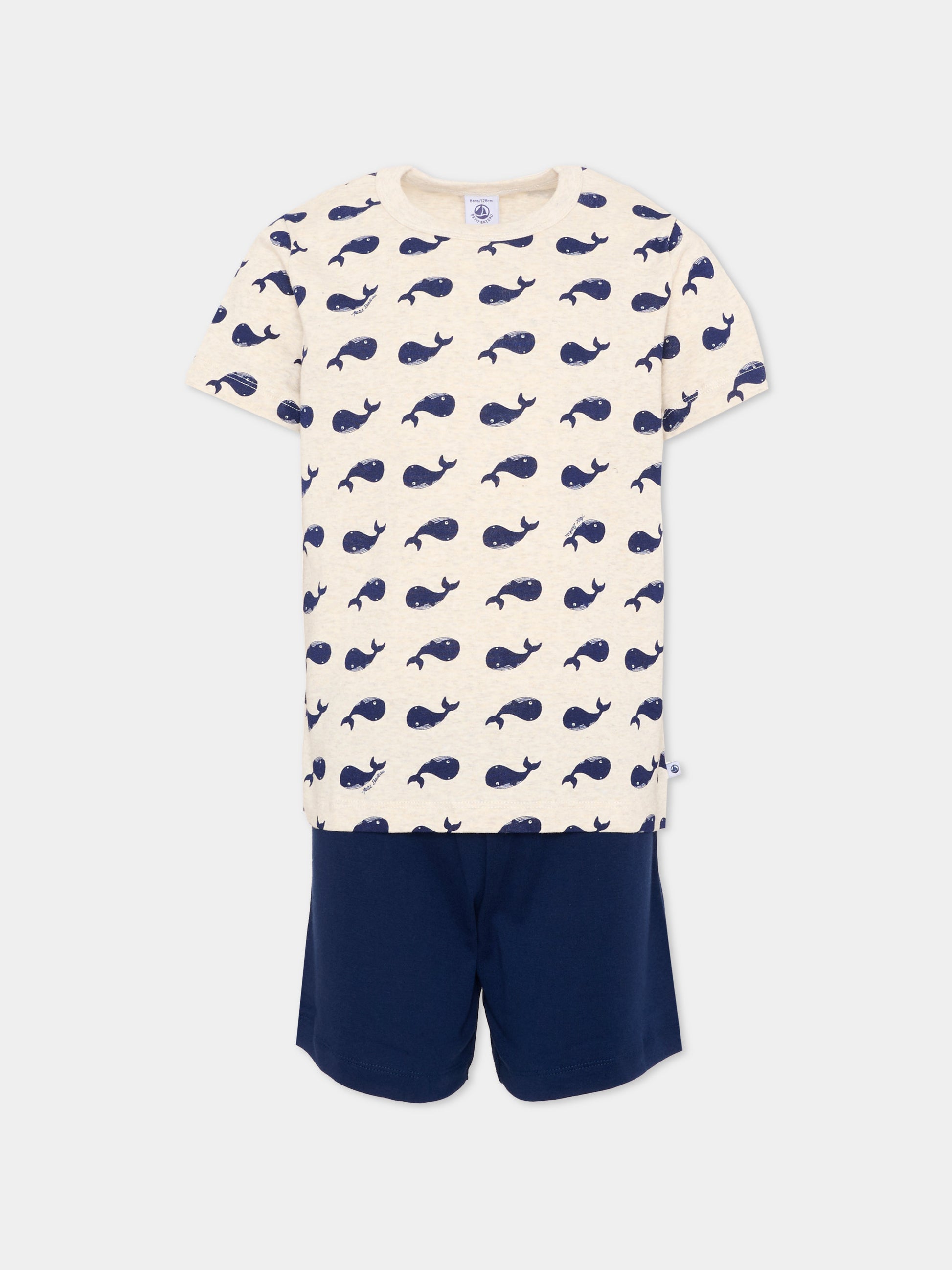 Pigiama blu per bambino con balene,Petit Bateau,A0EF1 MEDIEVAL/MULTICO 01