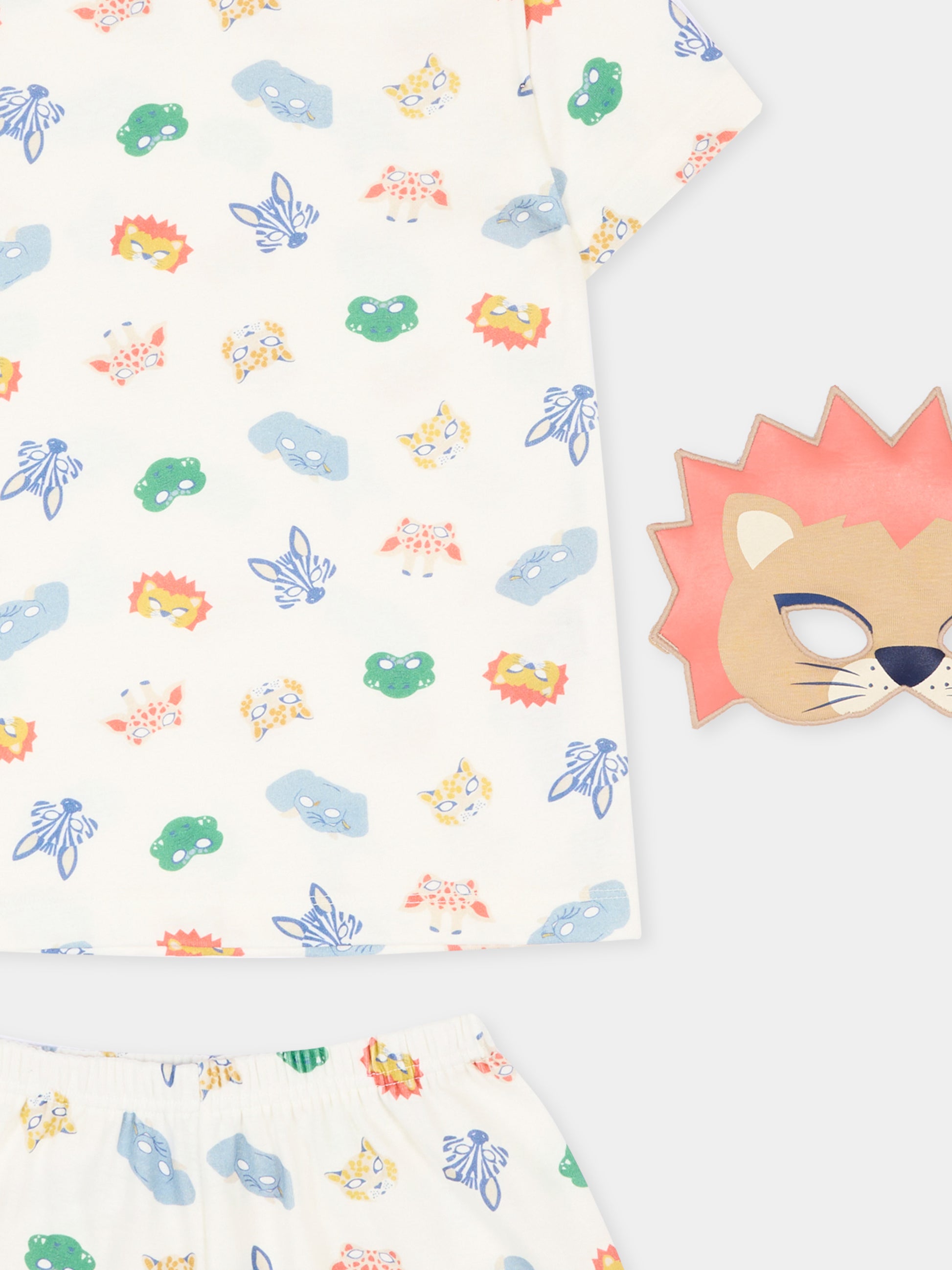 Pigiama multicolor per bambino con maschere,Petit Bateau,A0F6P MARSHMALLOW/MULTICO 01