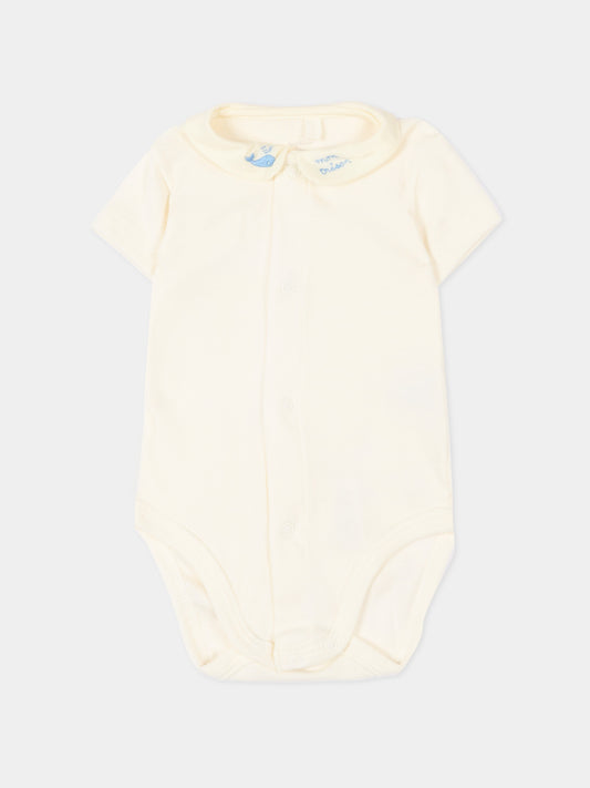 Body avorio per neonato con balena,Petit Bateau,A0FSV MILK/FLO 01