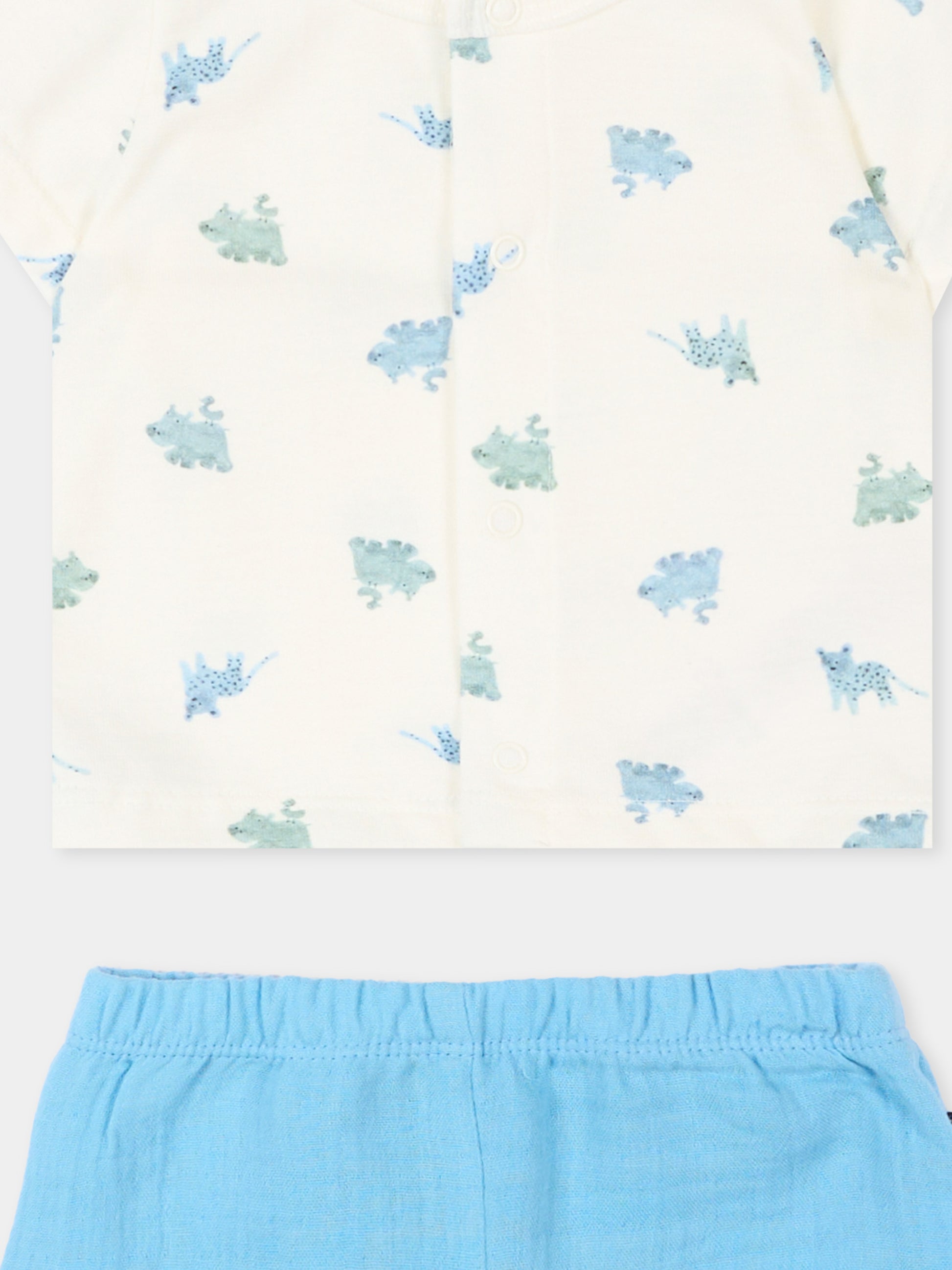 Completo sportivo azzurro per neonato con dinosauri,Petit Bateau,A0G0L FLO/MULTICO 01