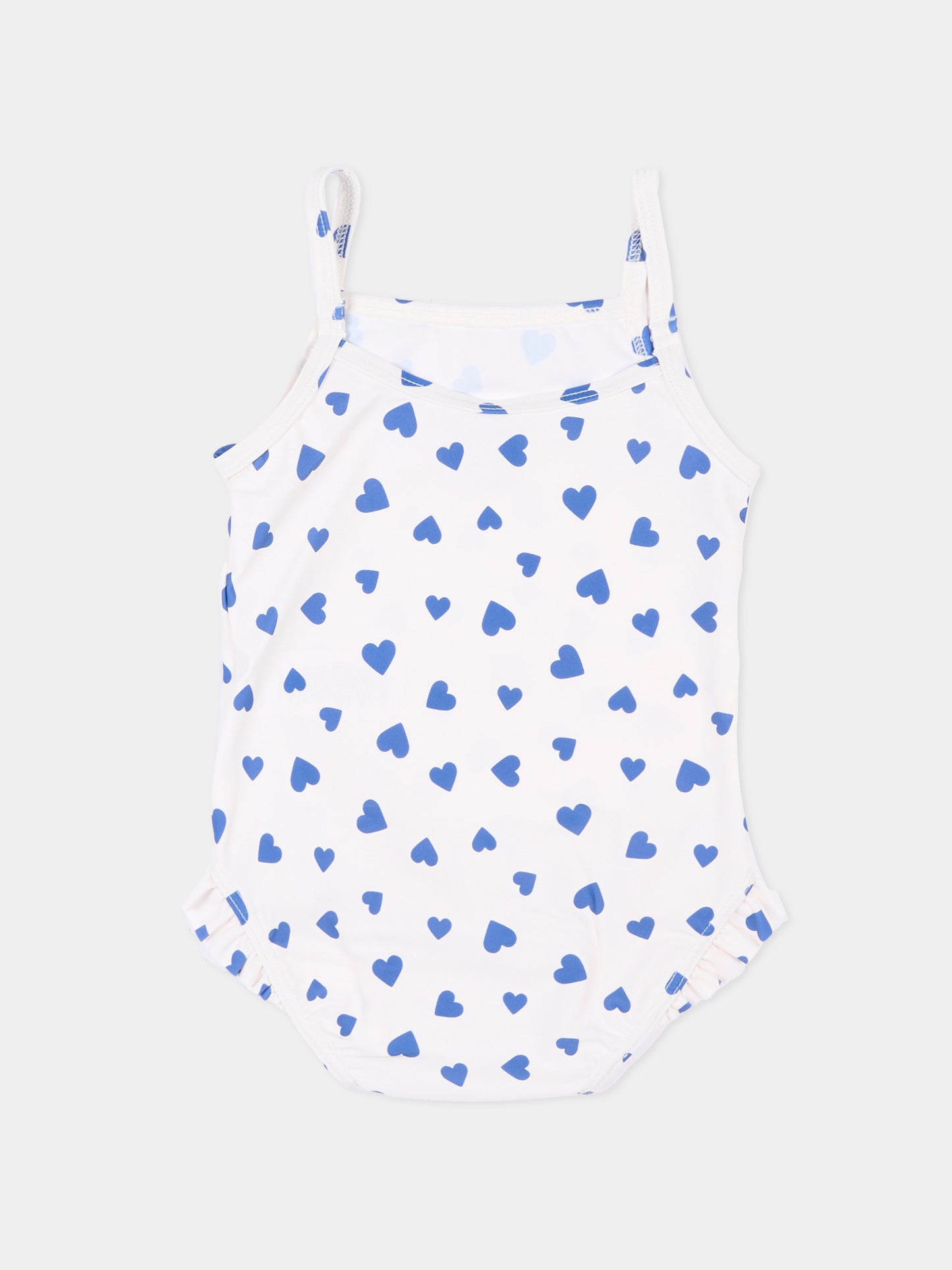 Costume intero avorio per neonata a cuori,Petit Bateau,A0FNS MARSHMALLOW/CREPUSCULE 01