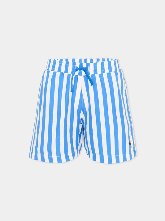 Boxer mare multicolor per bambino a righe,Petit Bateau,A0FJO DELPHINIUM/MARSHMALLOW 01