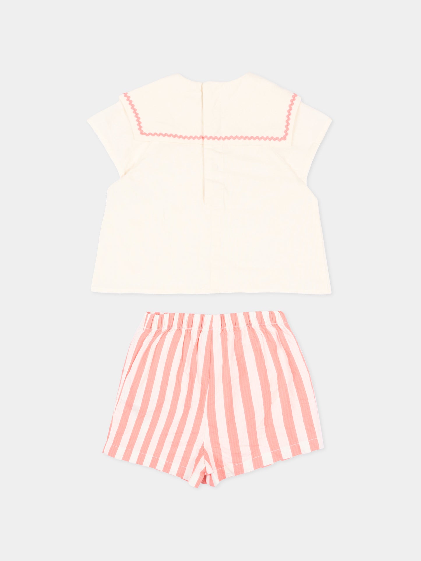 Completo multicolor per neonata a righe,Petit Bateau,A0FAB FLAMAND/MARSHMALLOW 01