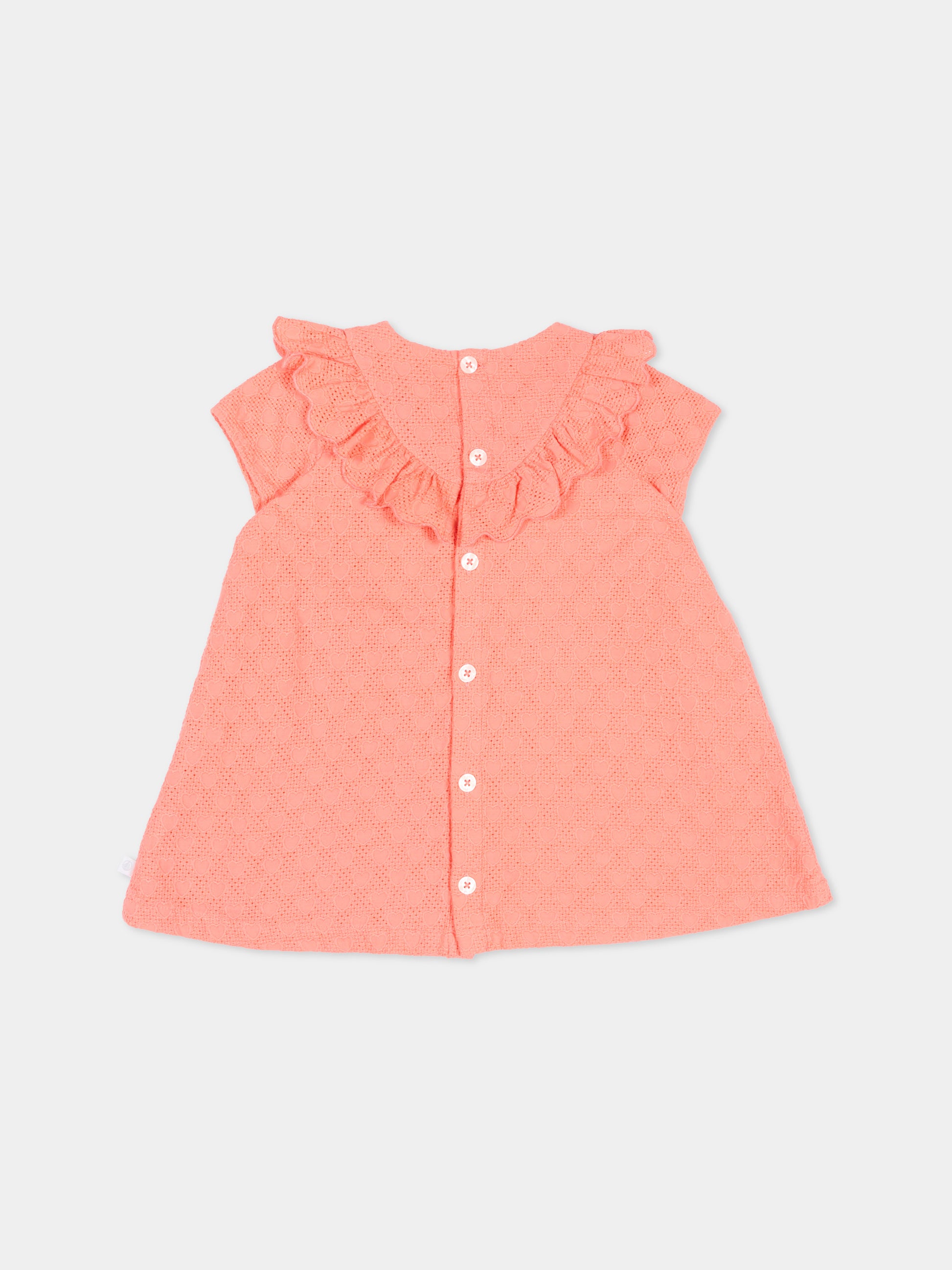 Vestito rosa per neonata traforato,Petit Bateau,A0F51 FLAMAND 02