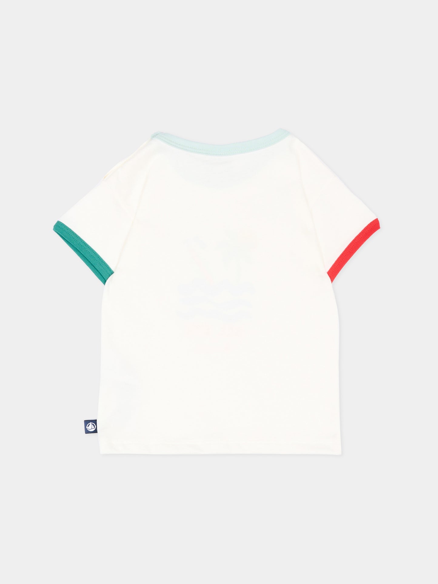 T-Shirt avorio per neonato con stampa mare,Petit Bateau,A0FF1 MARSHMALLOW 01