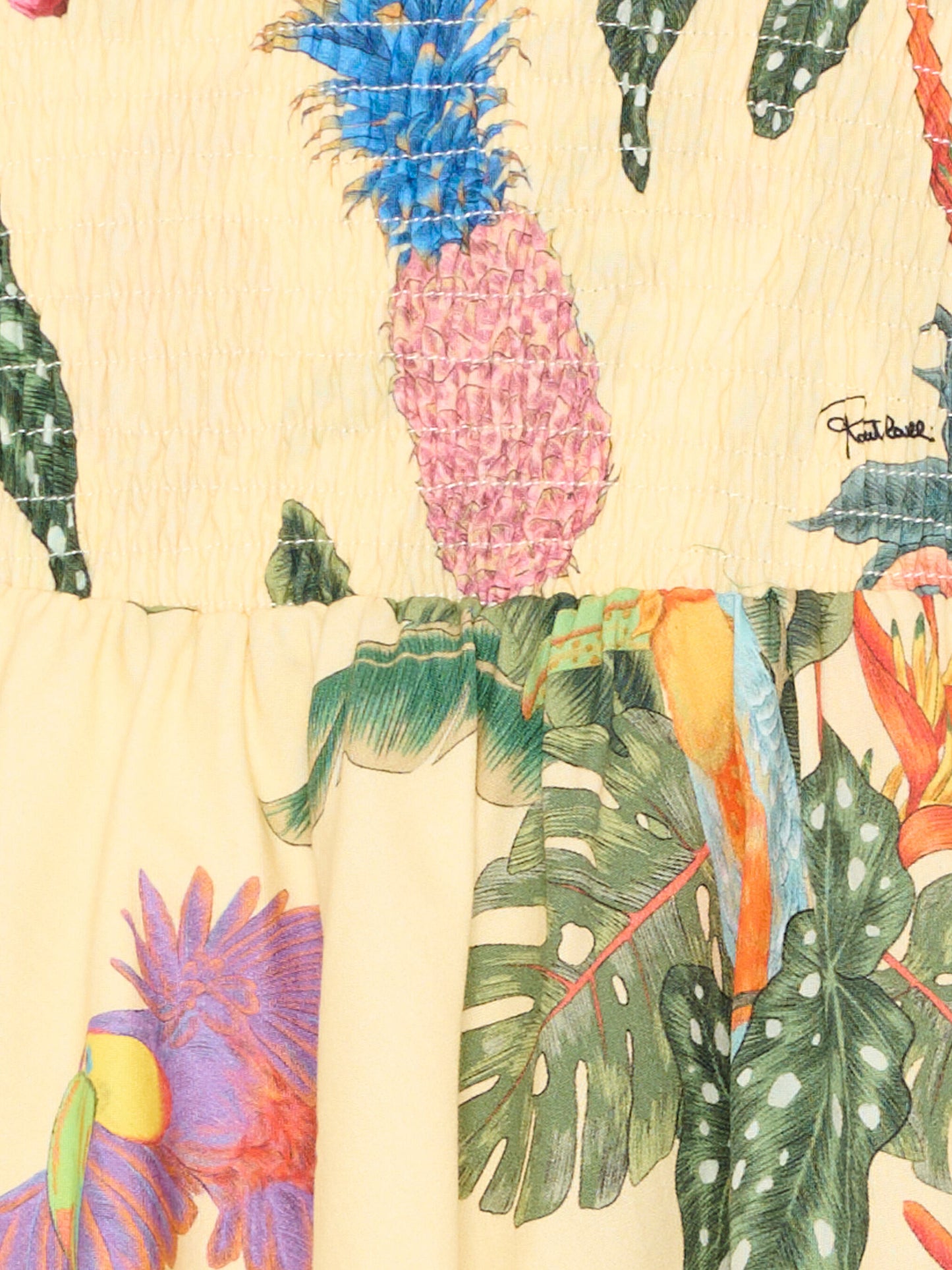 Vestito multicolor per bambina con stampa tropicale,Roberto Cavalli Kids,CGP26033VE TROPICANA YELLOW