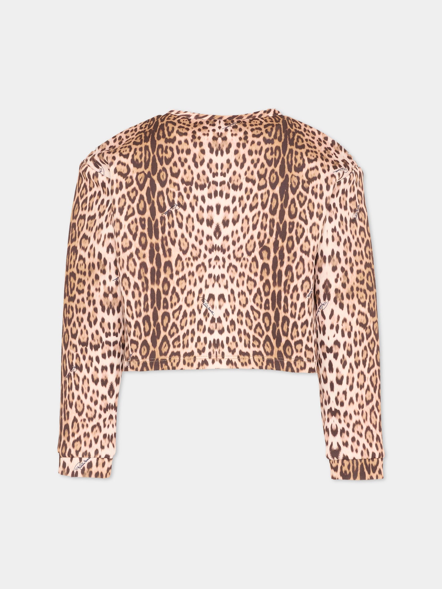 Felpa marrone per bambina animalier,Roberto Cavalli Kids,CGP26086FE MACULA NEW HERITAGE