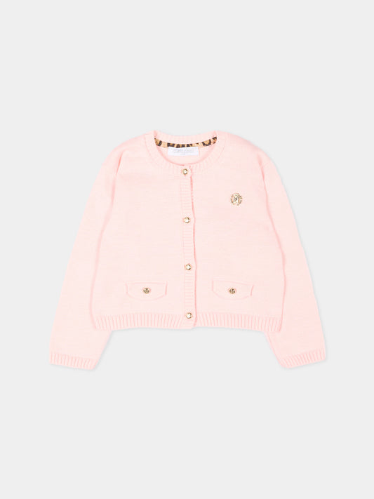 Cardigan rosa per neonata con logo,Roberto Cavalli Kids,CIP26115CD PINK DOGWOOD