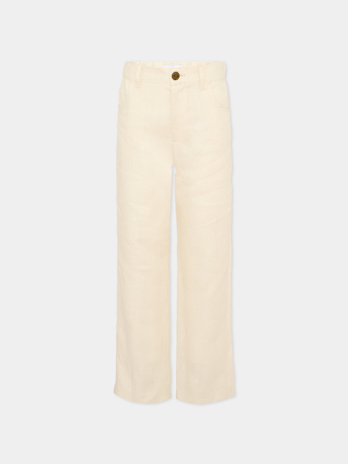 Pantaloni beige per bambino con monogram,Roberto Cavalli Kids,CBP26089PA BEIGE PUTTY COLOR