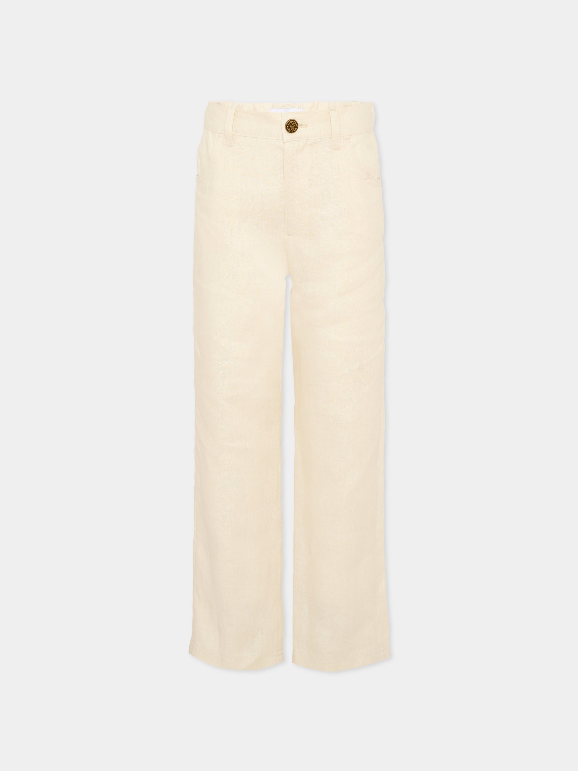 Pantaloni beige per bambino con monogram,Roberto Cavalli Kids,CBP26089PA BEIGE PUTTY COLOR