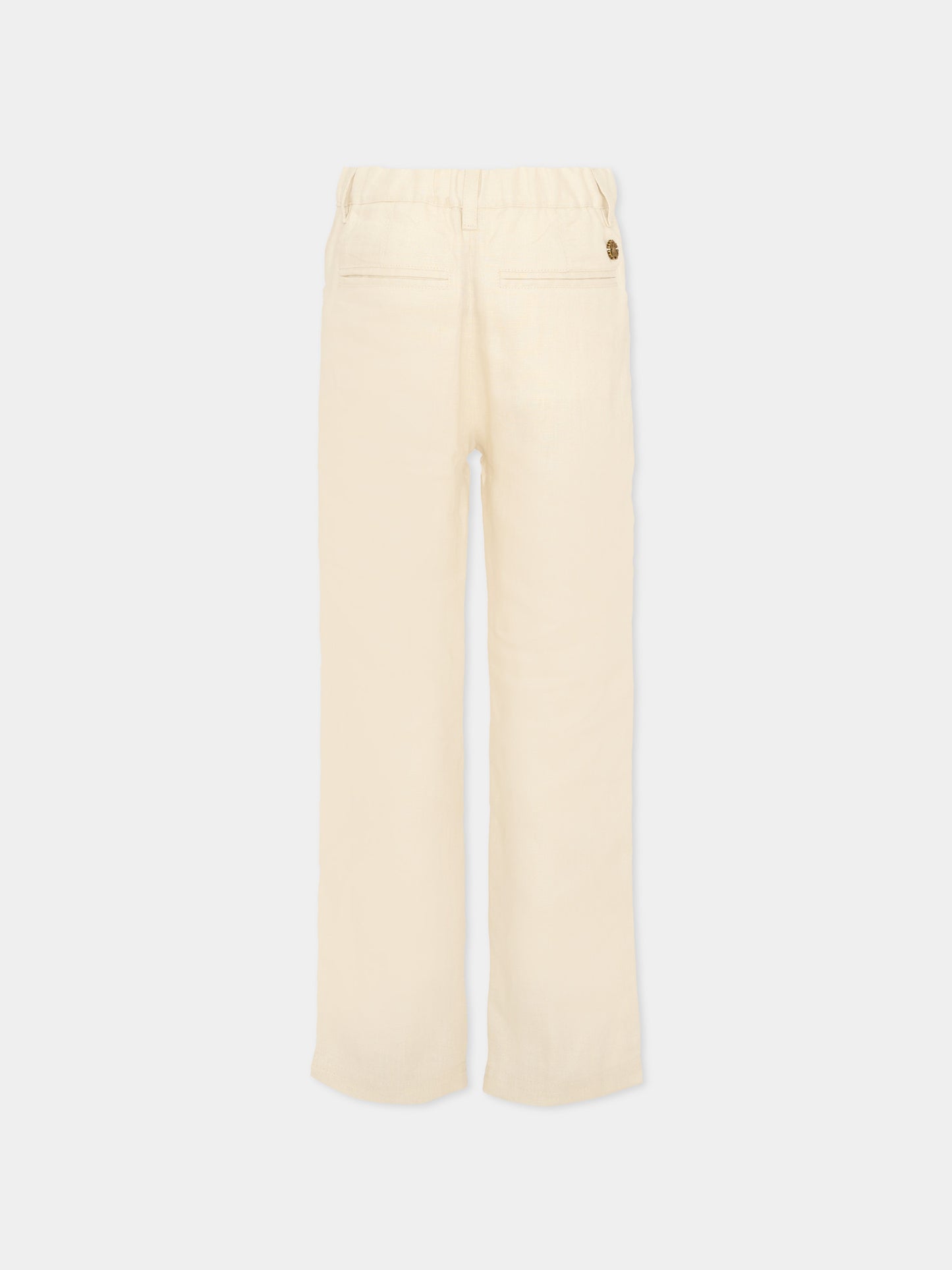 Pantaloni beige per bambino con monogram,Roberto Cavalli Kids,CBP26089PA BEIGE PUTTY COLOR