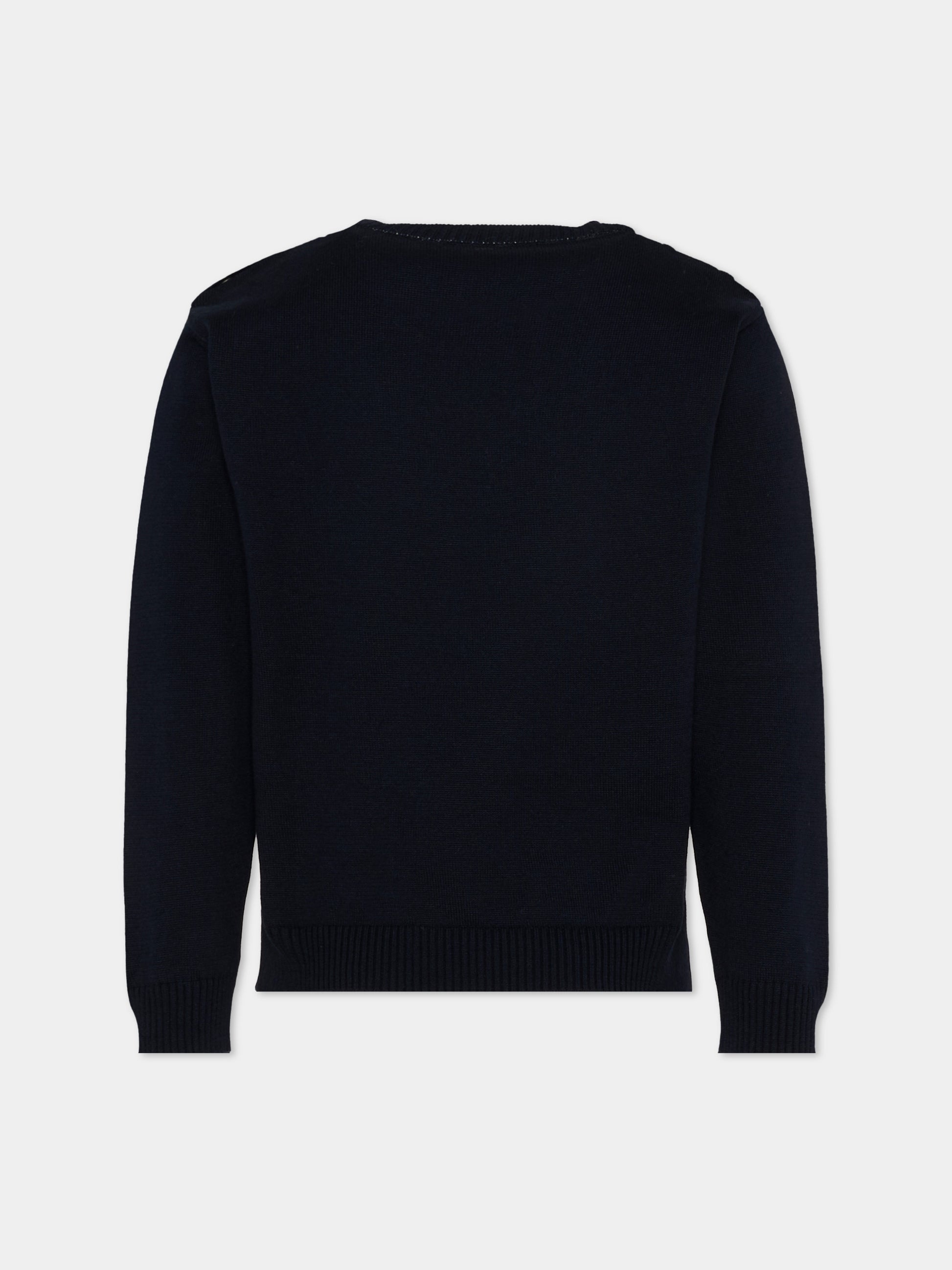 Maglione blu per bambino con logo,Roberto Cavalli Kids,CBP26013MA BLUE PEACOAT