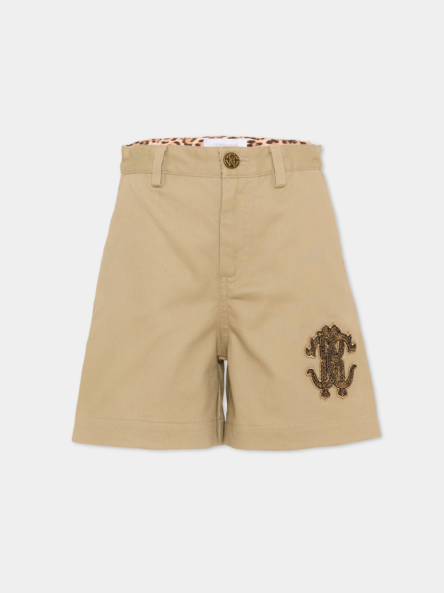Shorts marroni per bambino con logo,Roberto Cavalli Kids,CBP26085BE MARRONE DOE