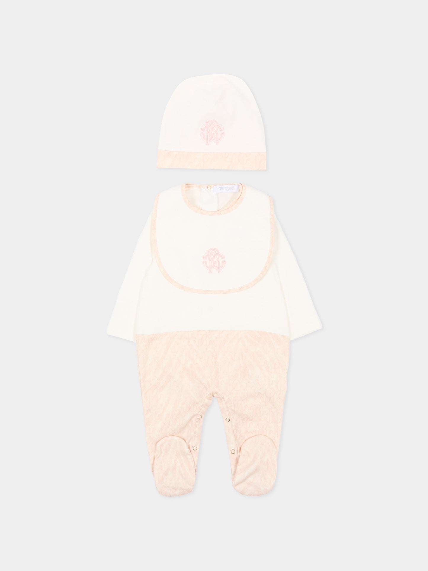 Set tutine rosa per neonata con logo,Roberto Cavalli Kids,CLP26004TU ZEBRA ROSA