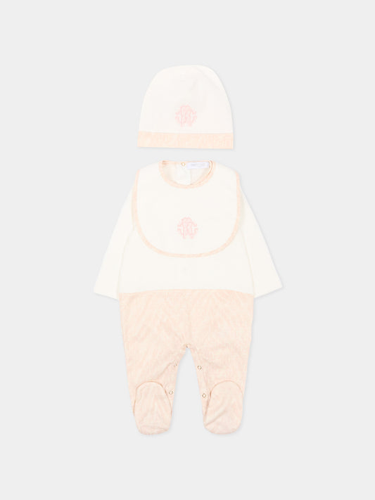 Set tutine rosa per neonata con logo,Roberto Cavalli Kids,CLP26004TU ZEBRA ROSA