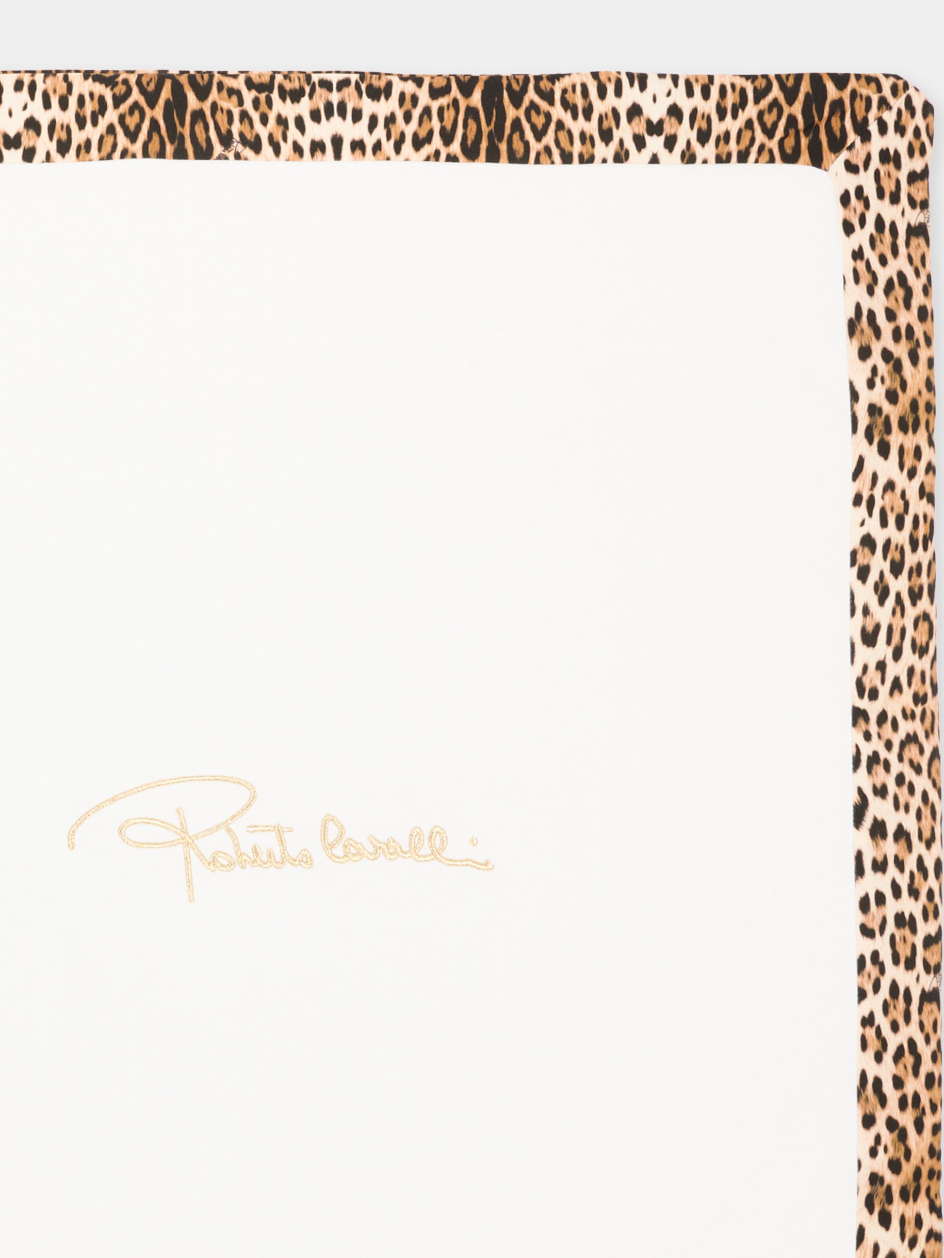 Coperta bianca per neonati con stampa animalier,Roberto Cavalli Kids,CLP26019CE MACULA NEW HERITAGE