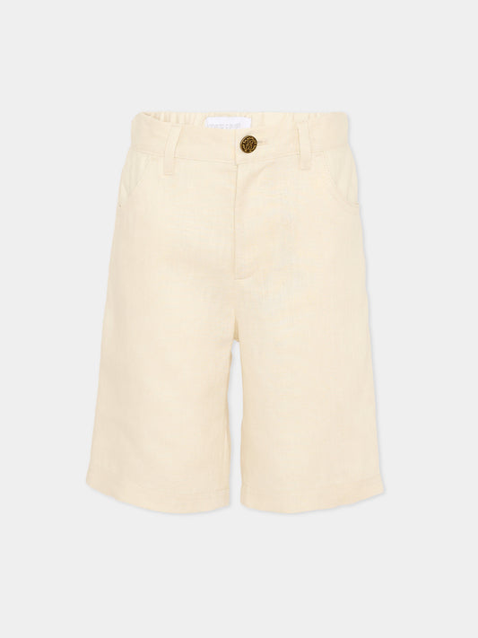 Shorts beige per bambino con monogram,Roberto Cavalli Kids,CBP26147BE BEIGE PUTTY COLOR