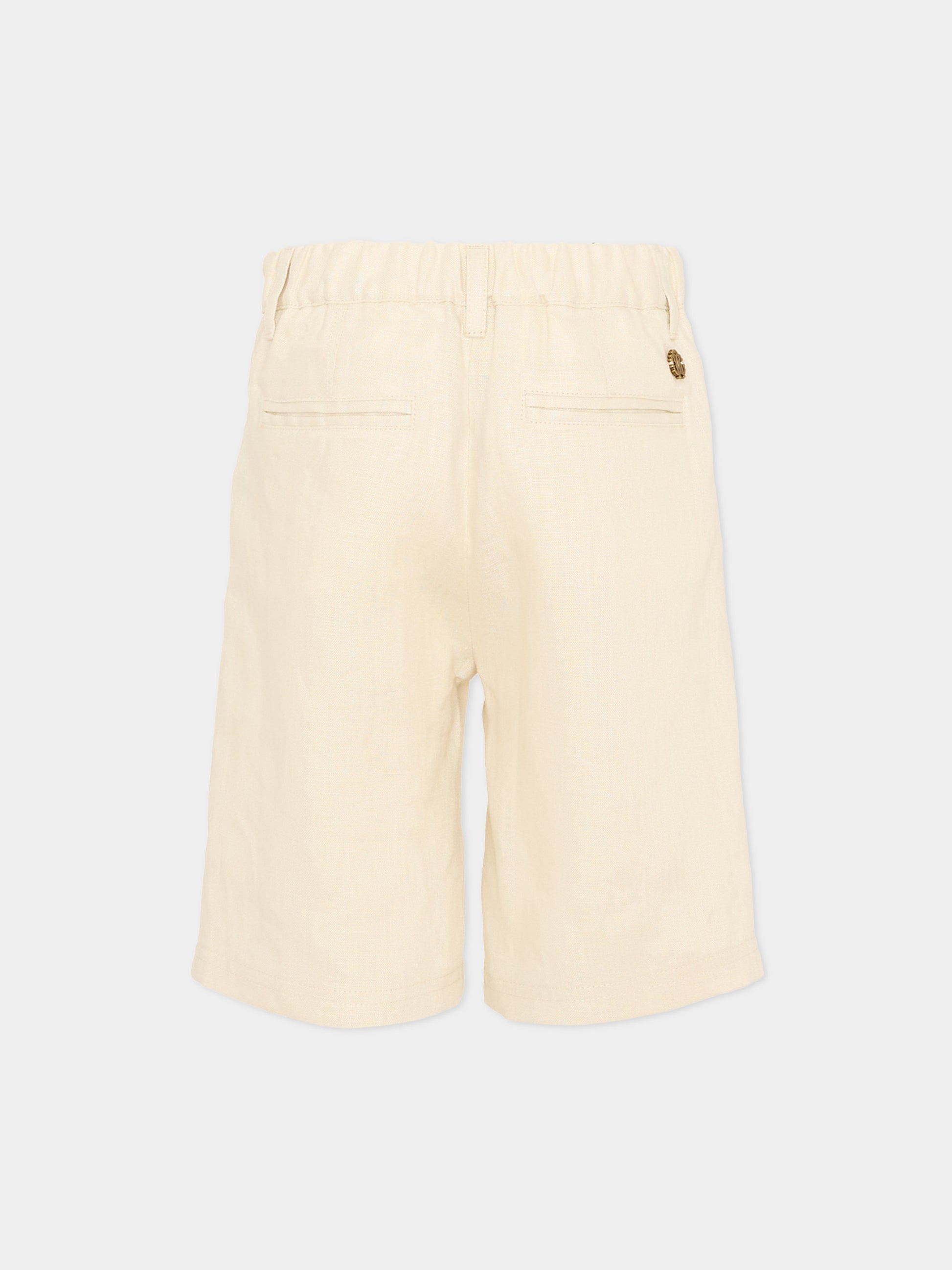 Shorts beige per bambino con monogram,Roberto Cavalli Kids,CBP26147BE BEIGE PUTTY COLOR