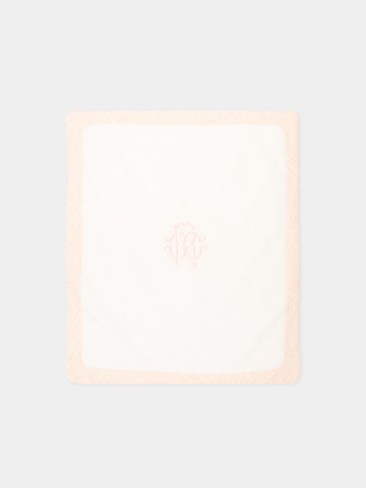Coperta rosa per neonata con monogram,Roberto Cavalli Kids,CLP26011CE ZEBRA ROSA