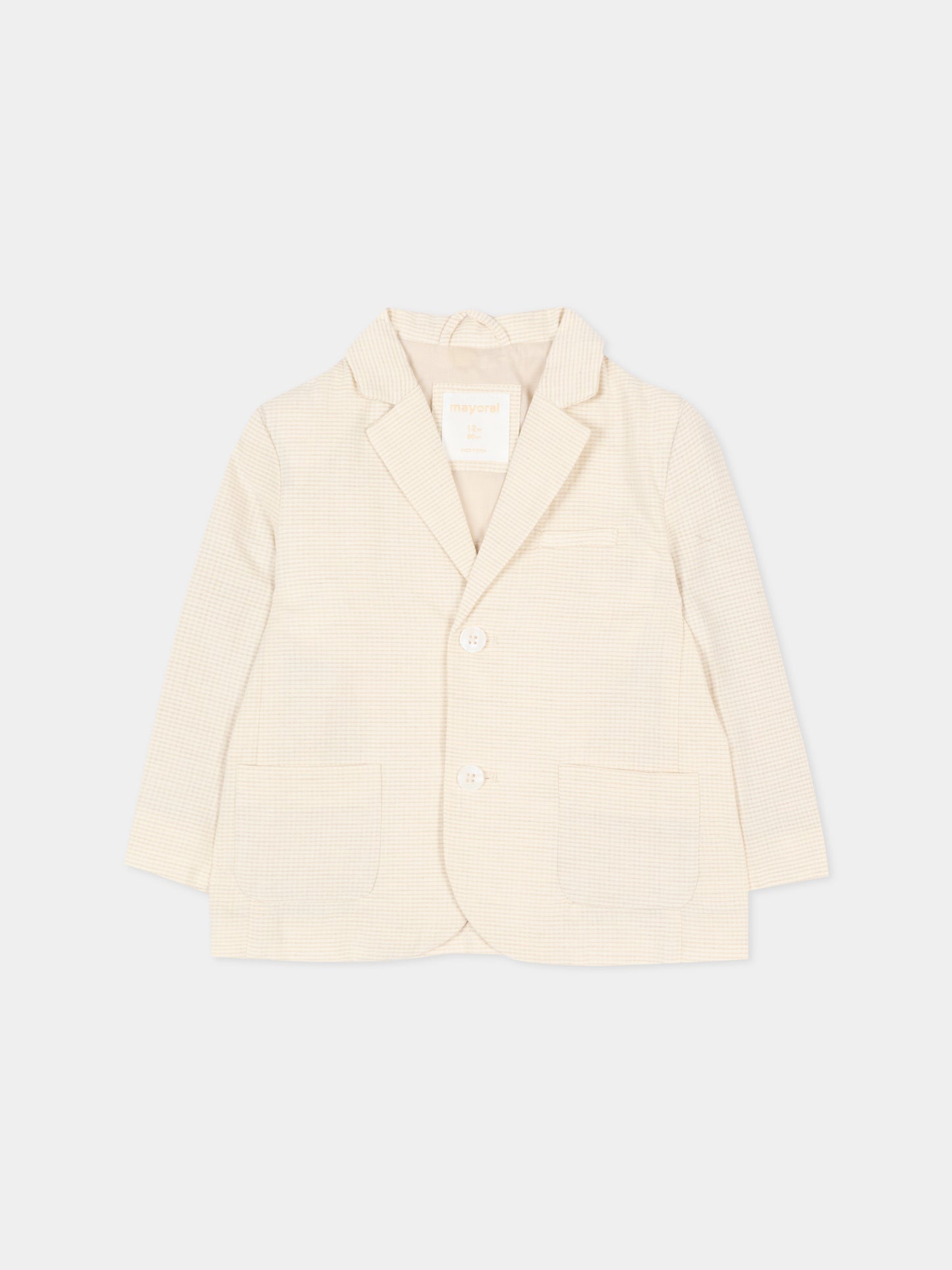 Giacca beige per neonato a quadretti,Mayoral,1404 024