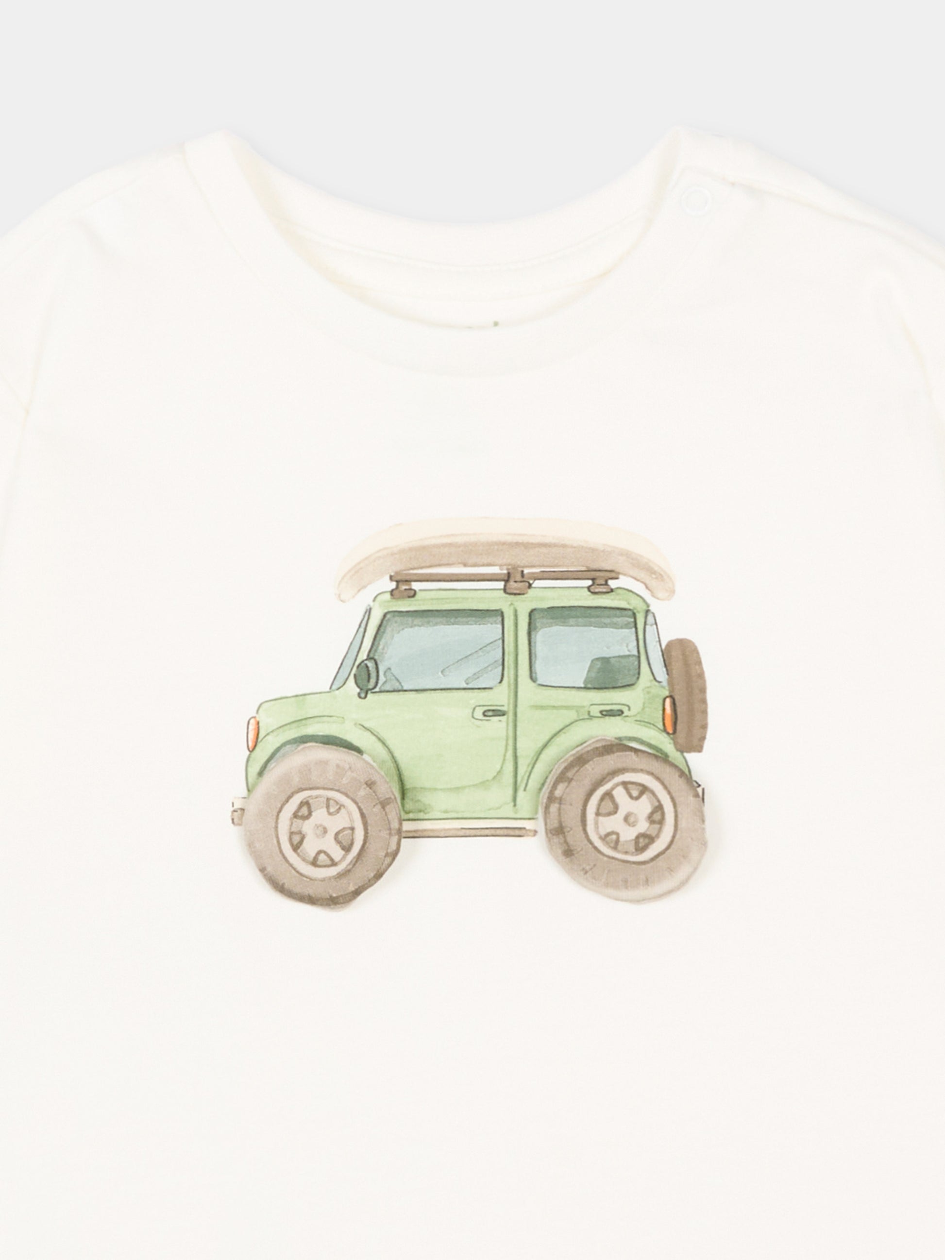 T-Shirt avorio per neonato con auto,Mayoral,1011 087