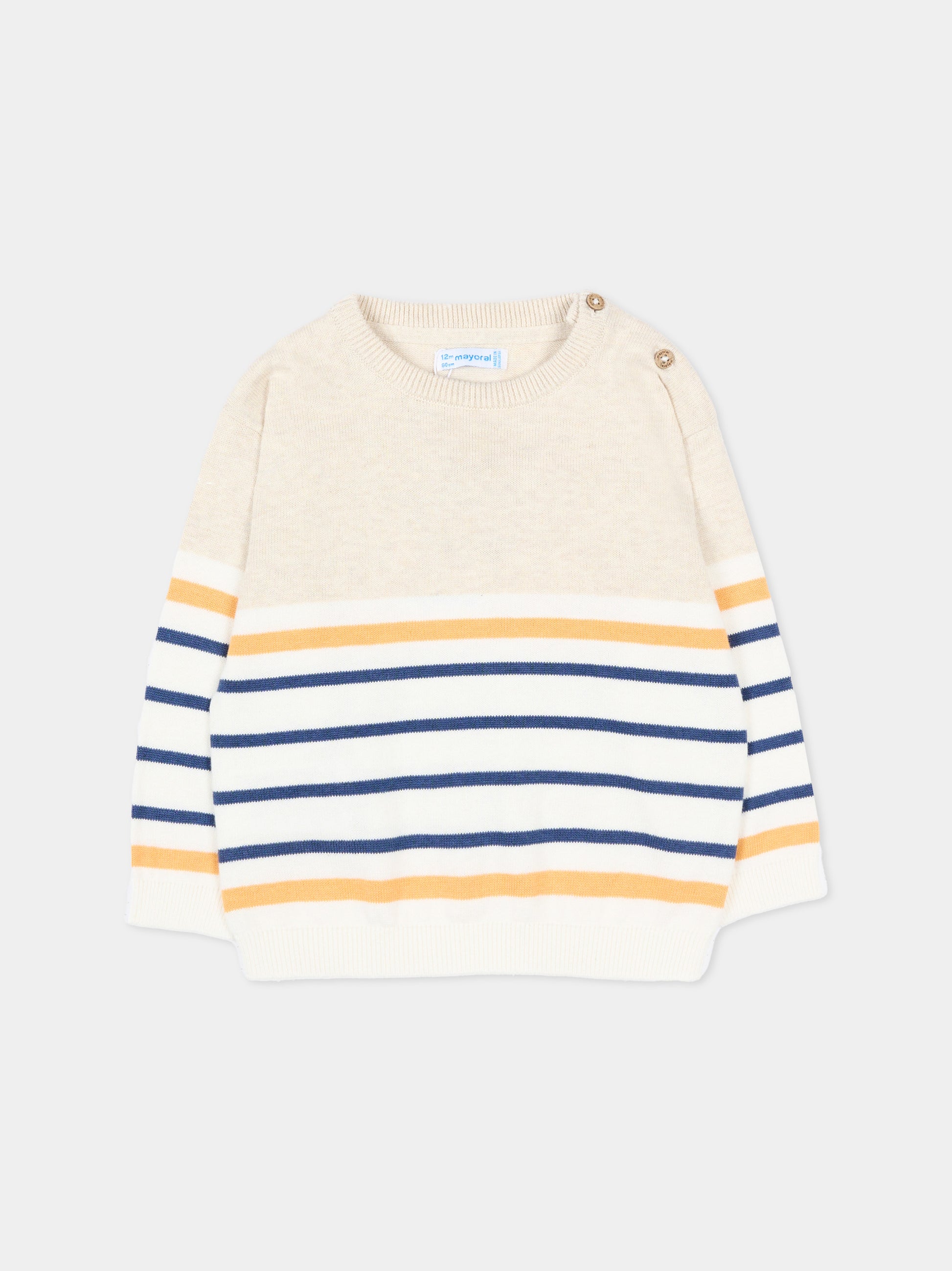 Maglione beige per neonato a righe,Mayoral,1309 071
