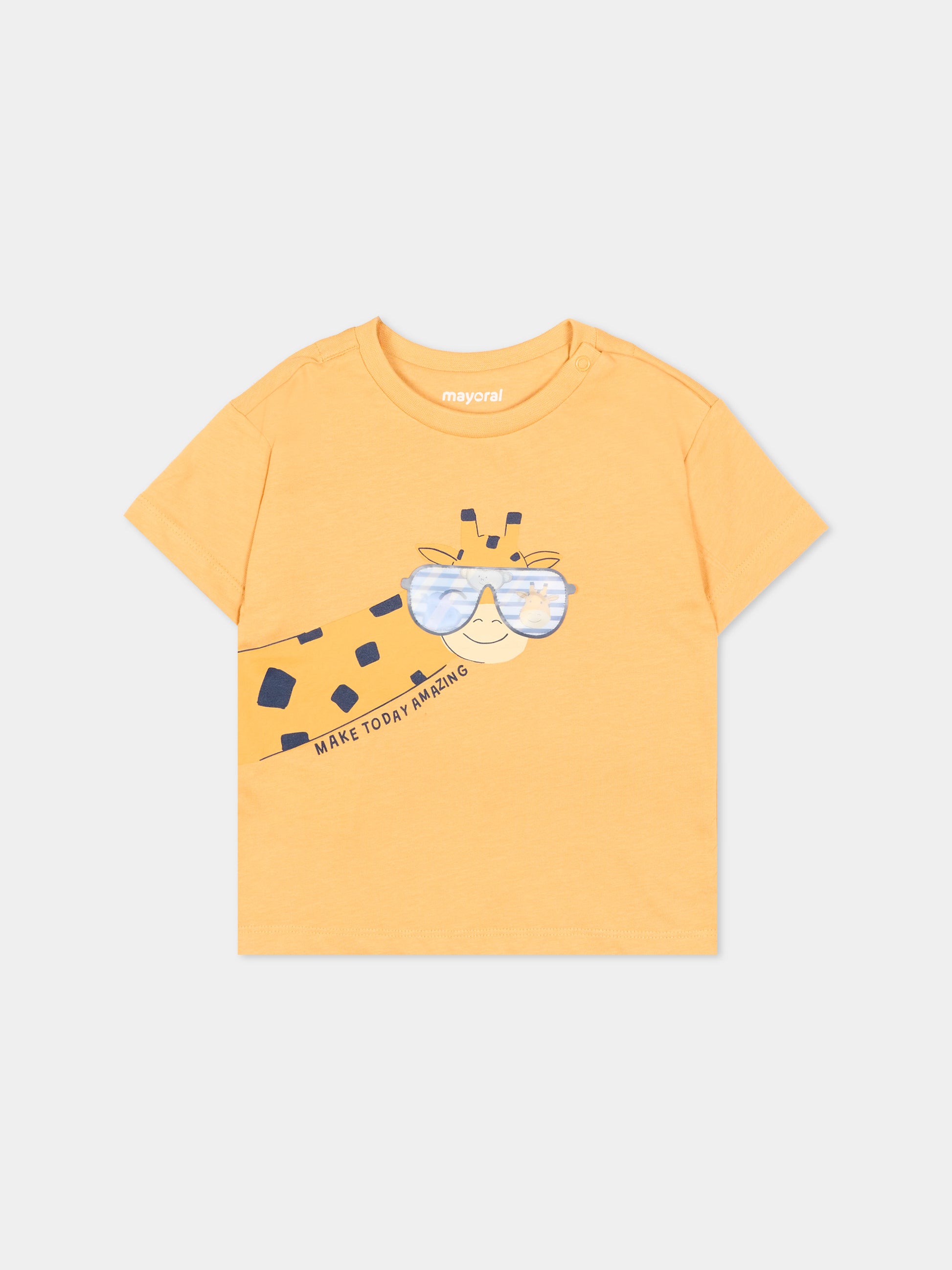 T-Shirt gialla per neonato con giraffa,Mayoral,1009 093