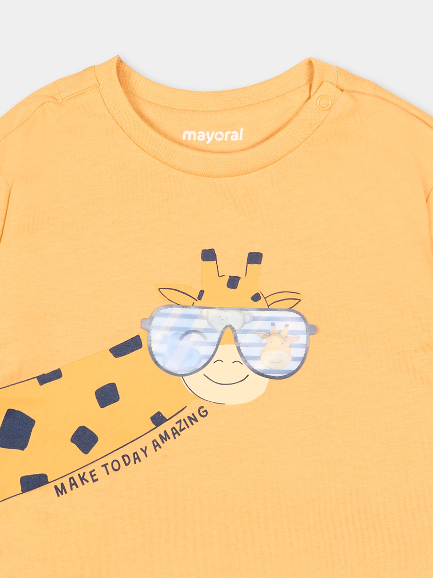 T-Shirt gialla per neonato con giraffa,Mayoral,1009 093