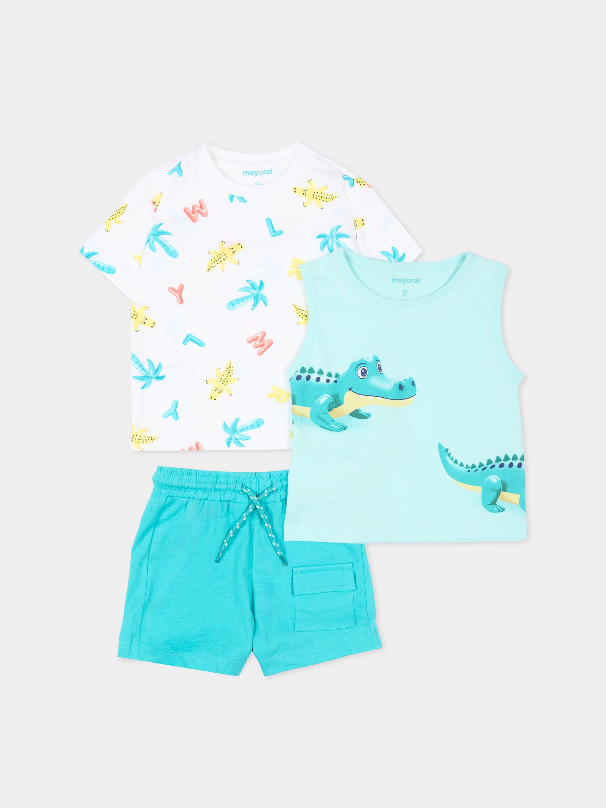 Completo sportivo turchese per neonato con stampe,Mayoral,1673 057
