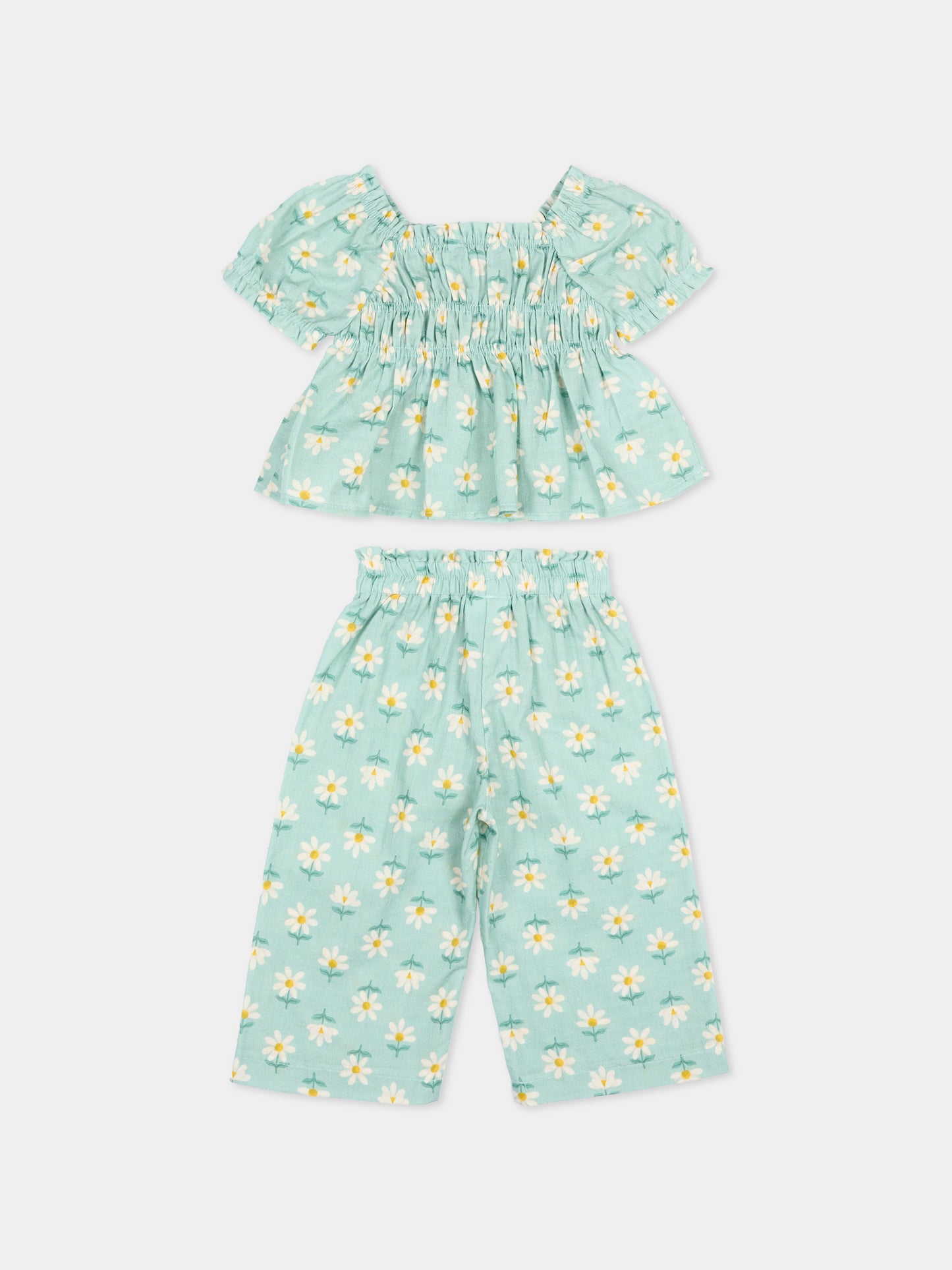 Completo sportivo corto verde per neonata con margherite,Mayoral,1513 073