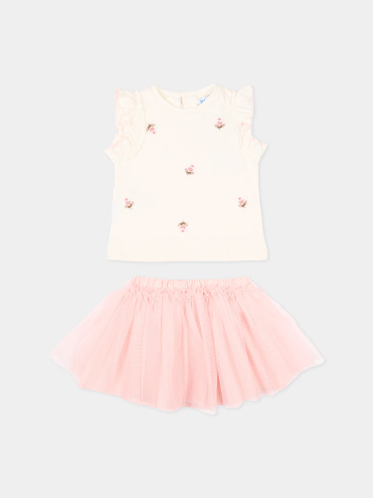 Completo rosa per neonata con fiori ricamati,Mayoral,1933 046