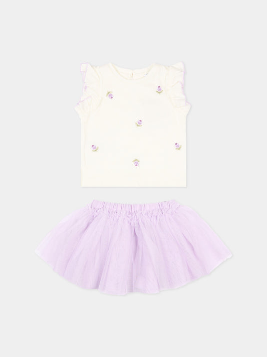 Completo elegante lilla per neonata con fiori ricamati,Mayoral,1933 047