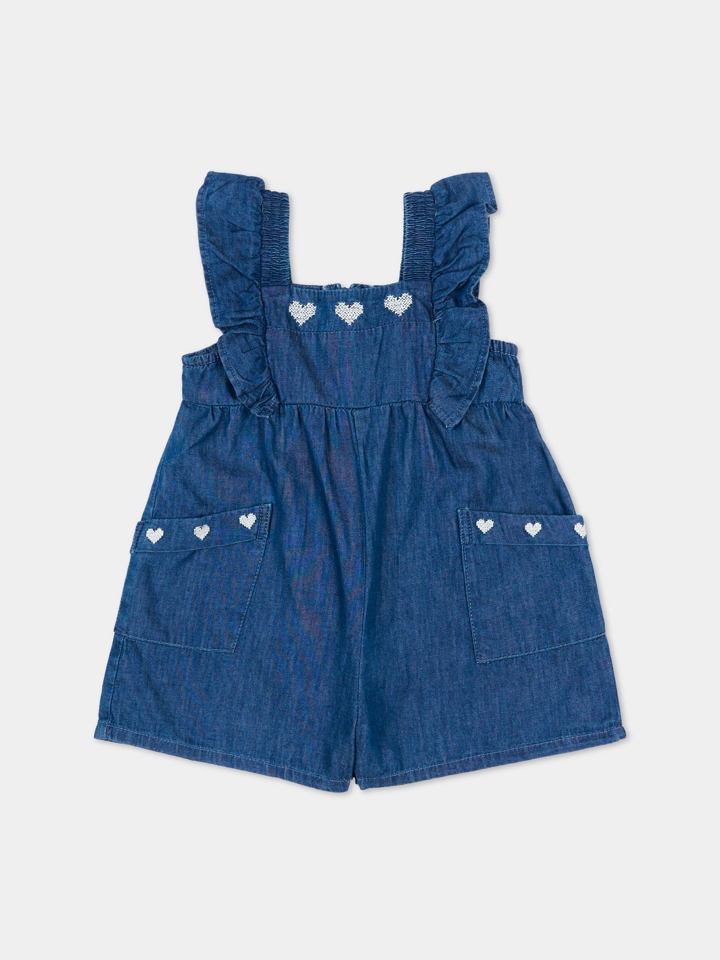 Salopette denim per neonata con cuori,Mayoral,1828 028
