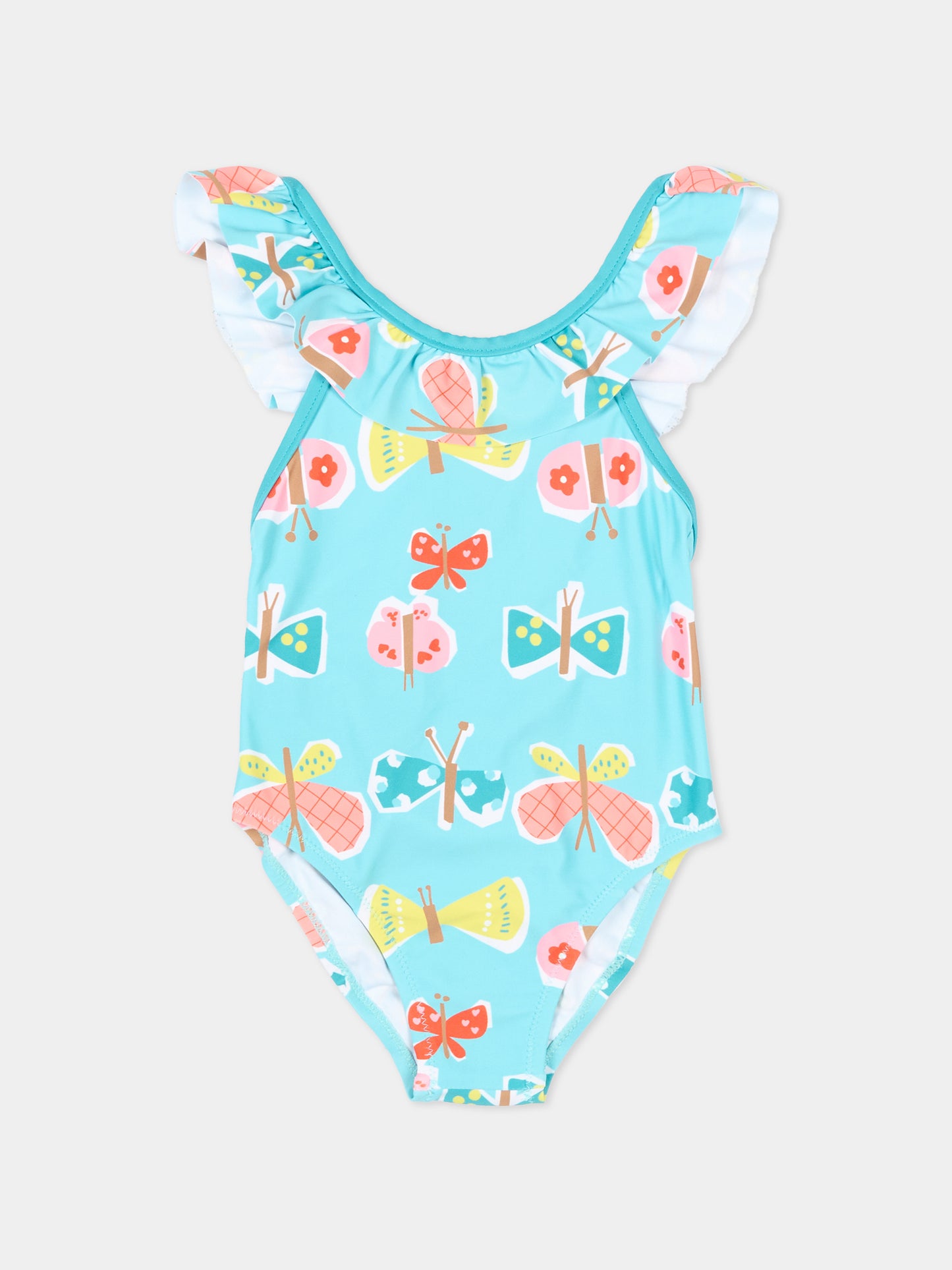 Costume intero azzurro per neonata con farfalle,Mayoral,1754 021