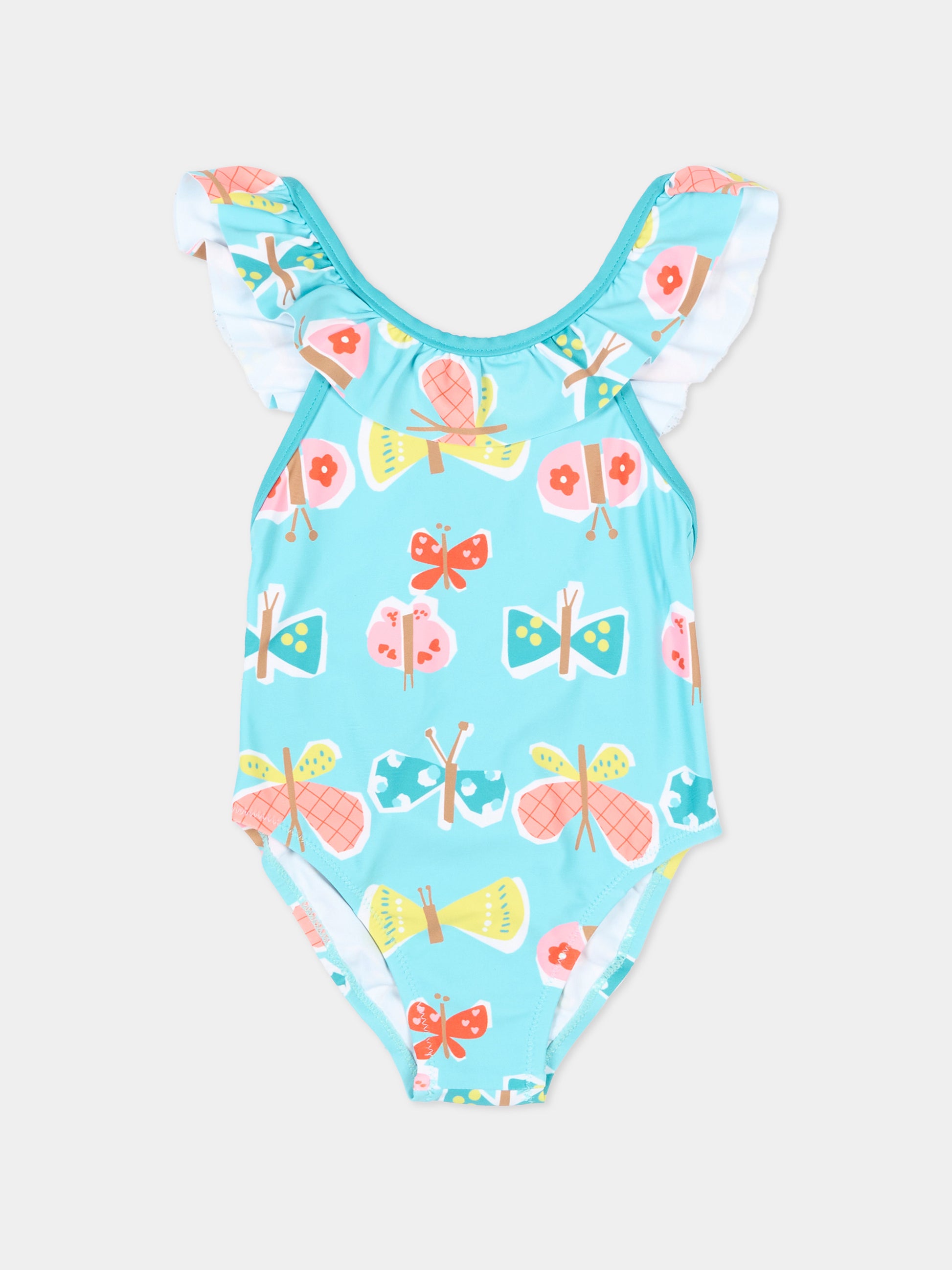 Costume intero azzurro per neonata con farfalle,Mayoral,1754 021